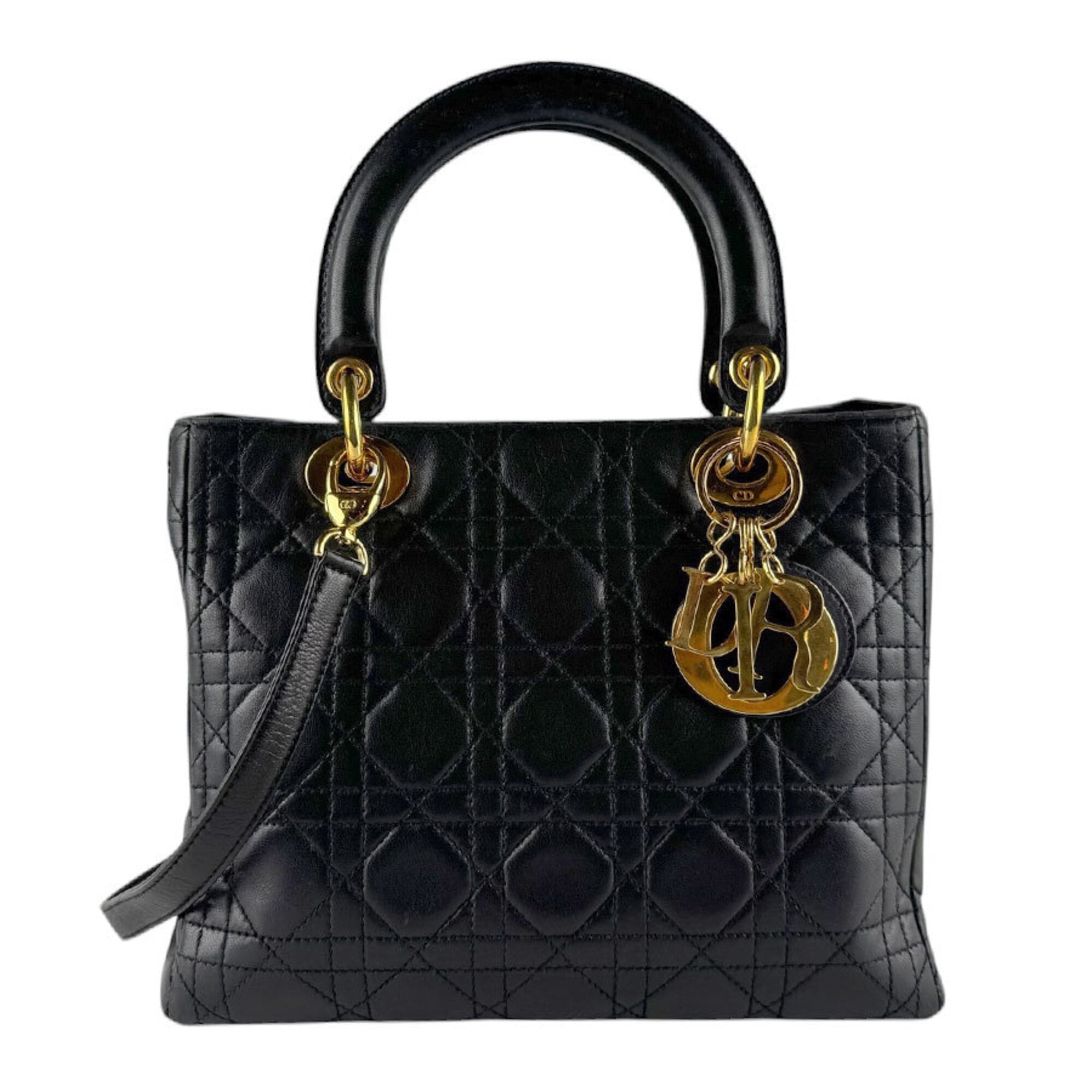 Christian Dior Black Leather Handbag Shoulder Bag (Pre-Owned)