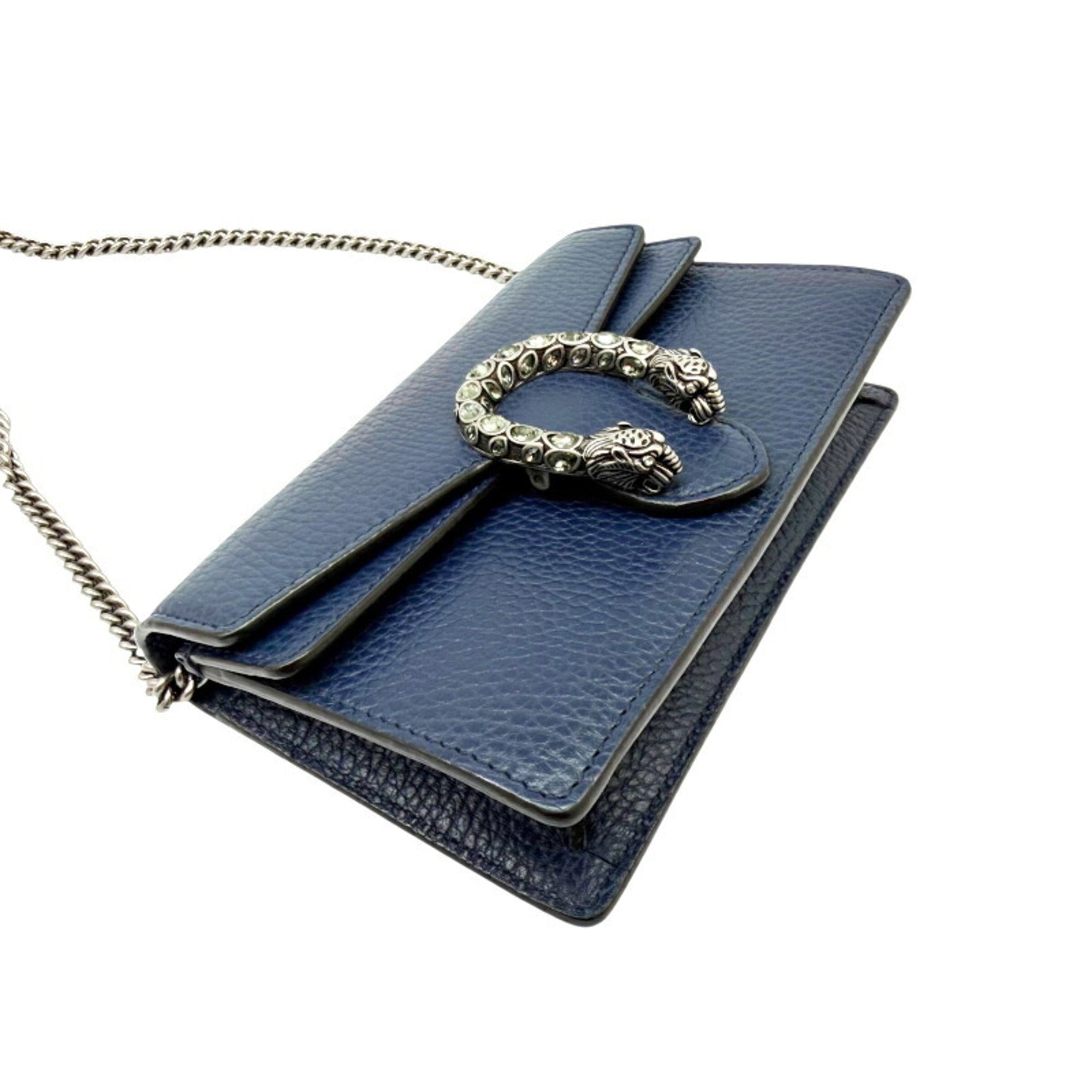 Gucci Blue Navy Leather Shoulder Bag (Pre-Owned)