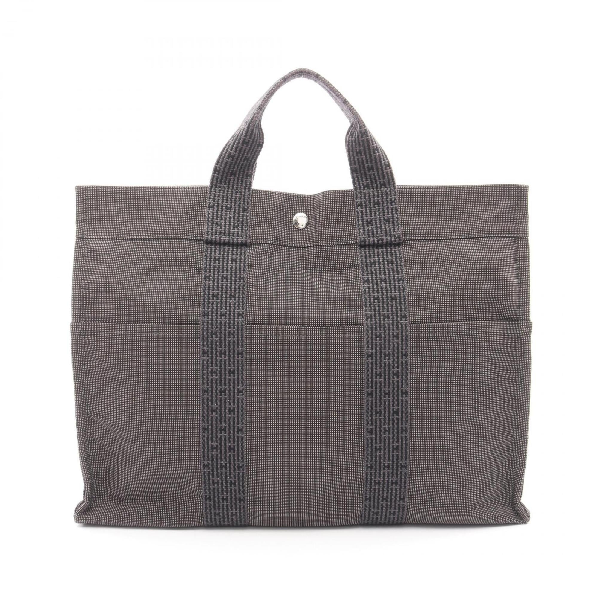 Hermes Gray Nylon Canvas Handbag Tote Bag (Pre-Owned)