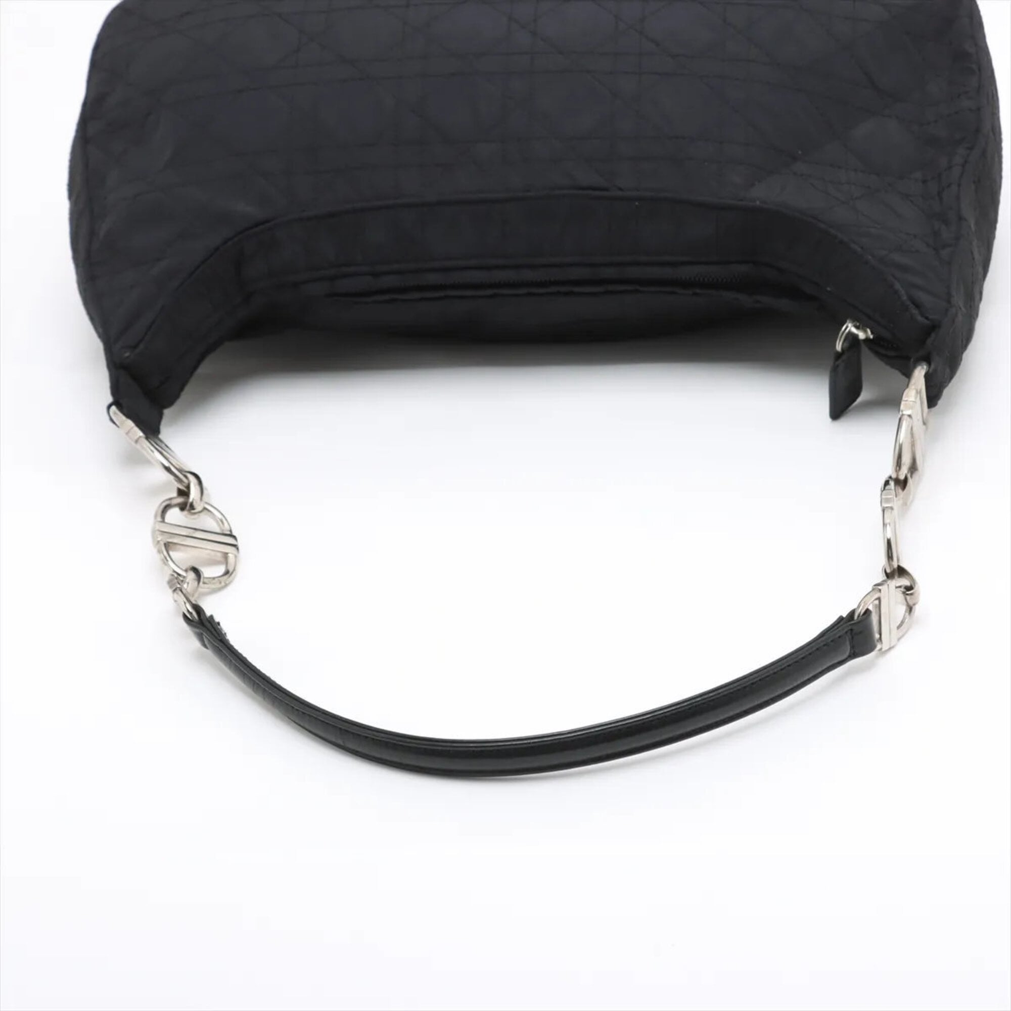 Christian Dior Black Leather Nylon Shoulder Bag Tote Bag (Pre-Owned)