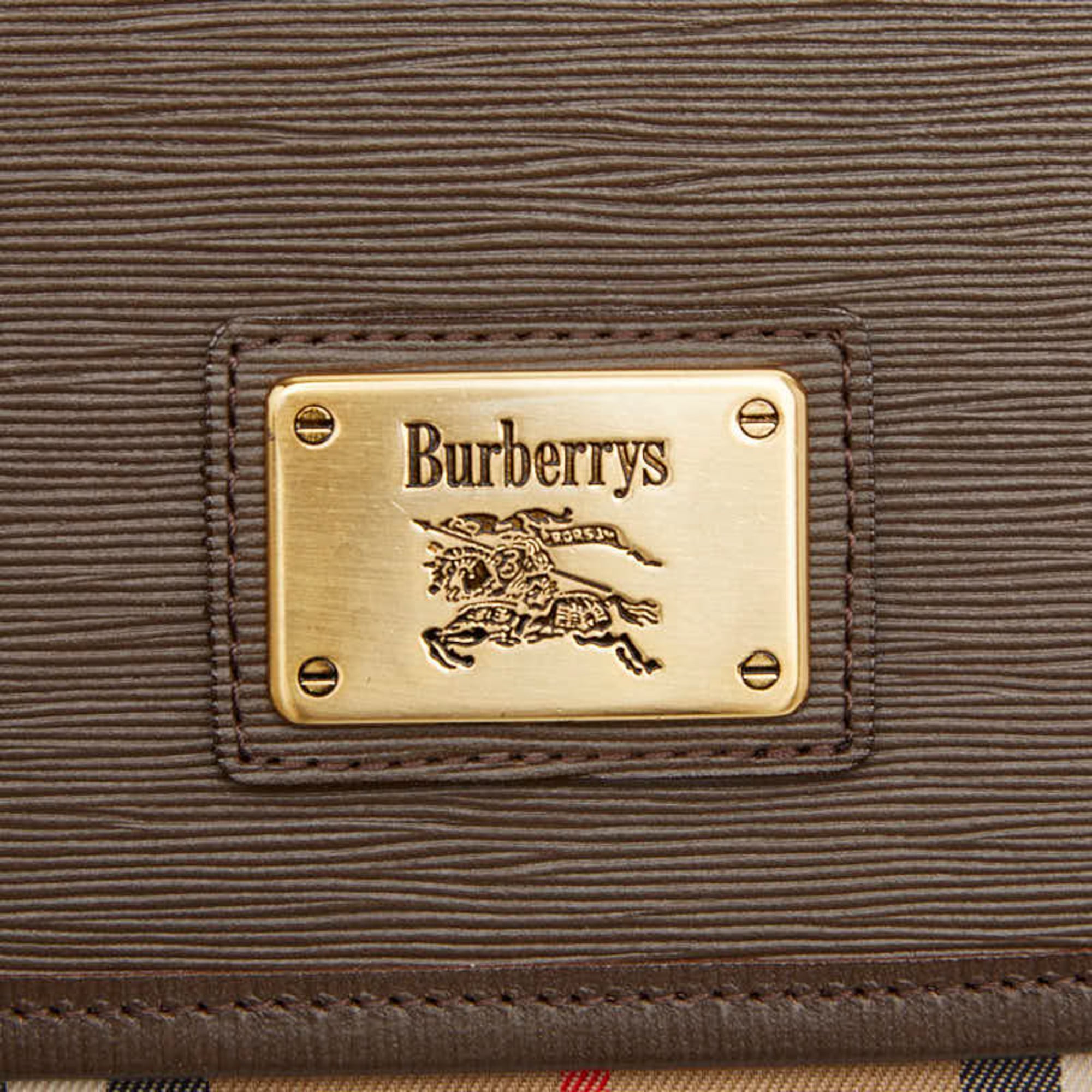 Burberry Beige Brown Canvas Leather Shoulder Bag (Pre-Owned)