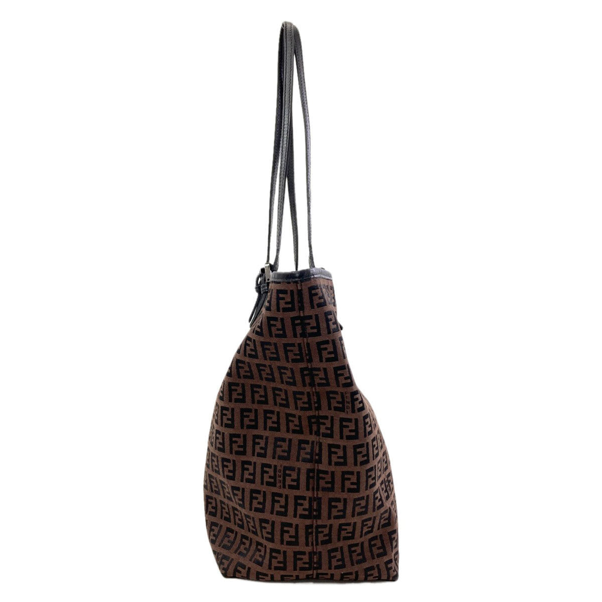 Fendi Brown Canvas Leather Tote Bag (Pre-Owned)
