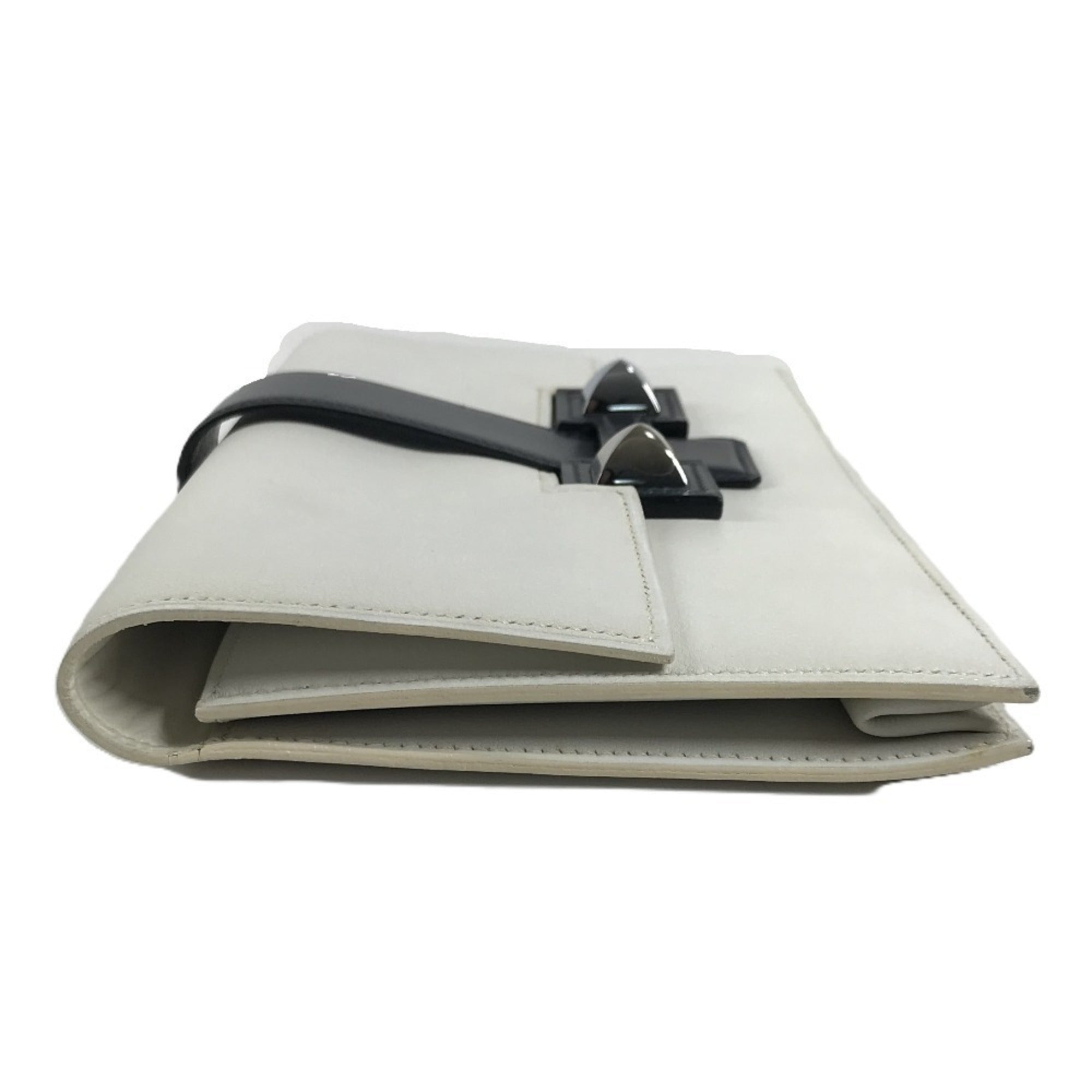Hermes Navy White Leather Clutch Bag Pouch (Pre-Owned)