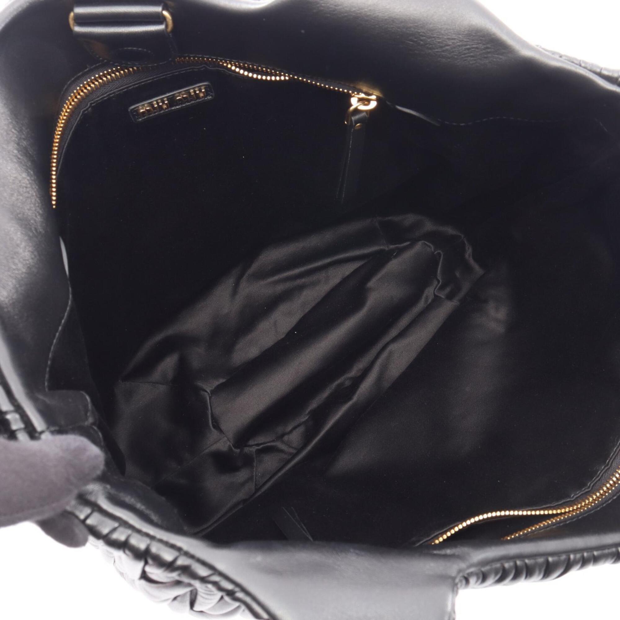 Miu Miu Matelasse Black Leather Handbag Tote Bag (Pre-Owned)