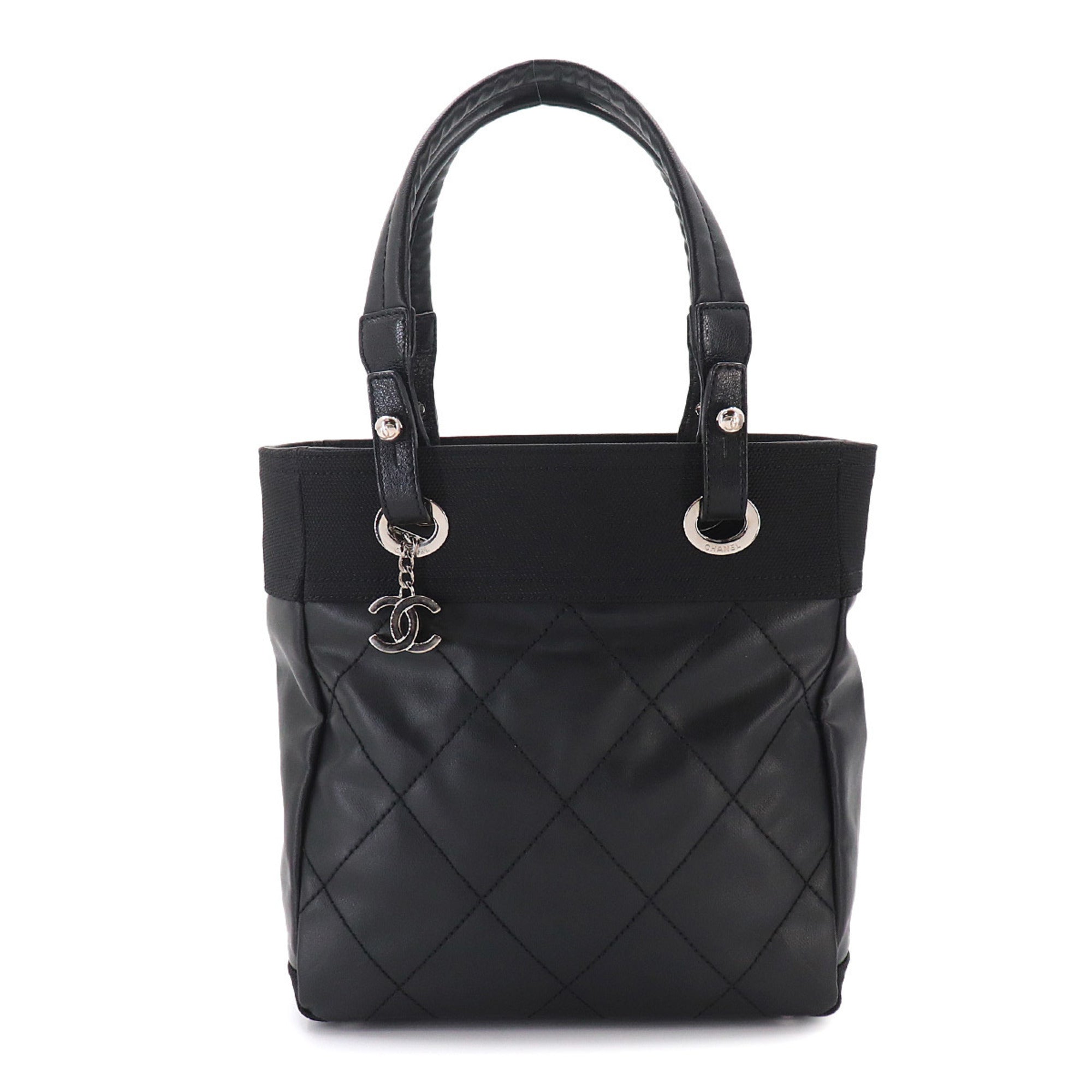 Chanel Black Synthetic Leather Handbag Tote Bag (Pre-Owned)