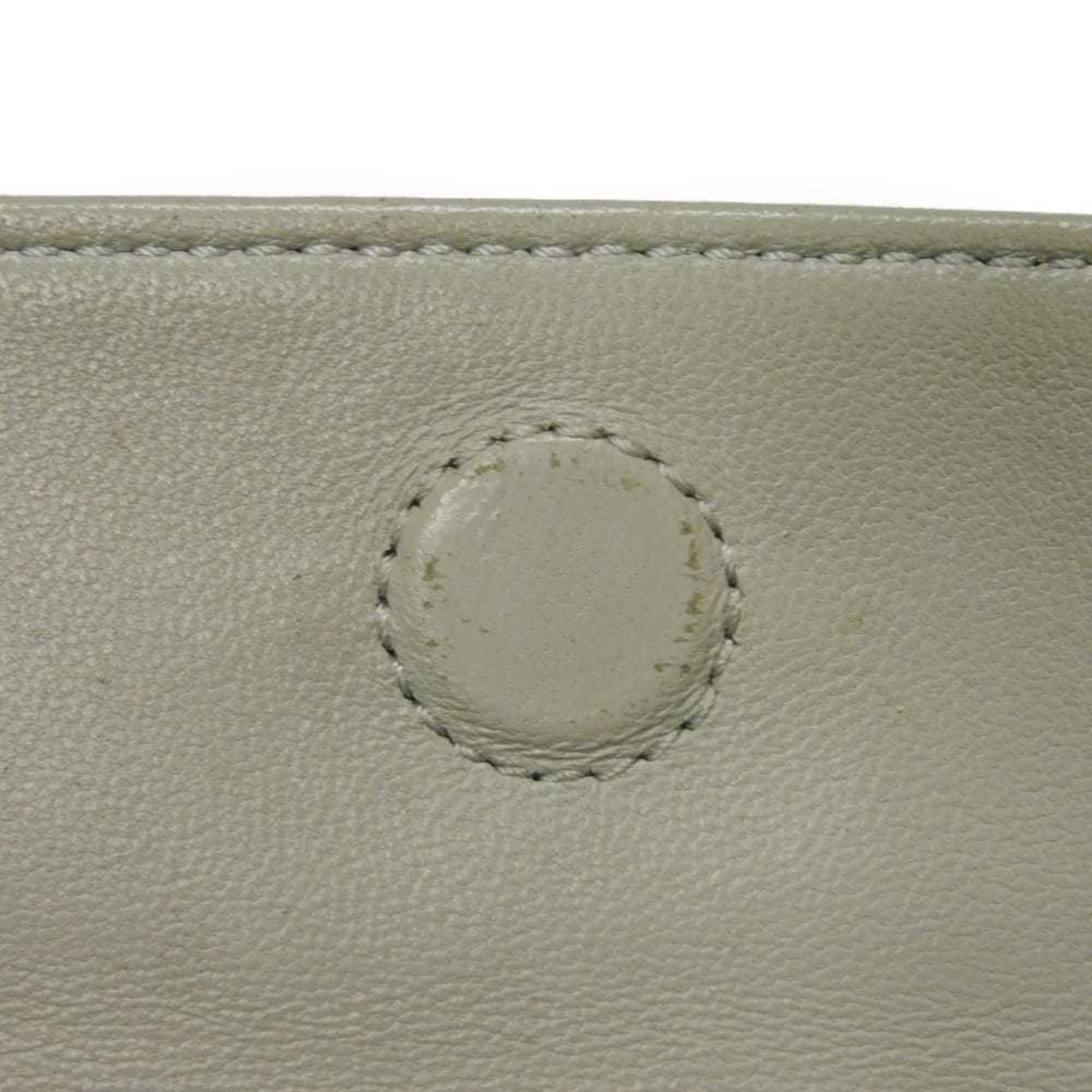 Celine Pale Gray Leather Pochette Shoulder Bag (Pre-Owned)