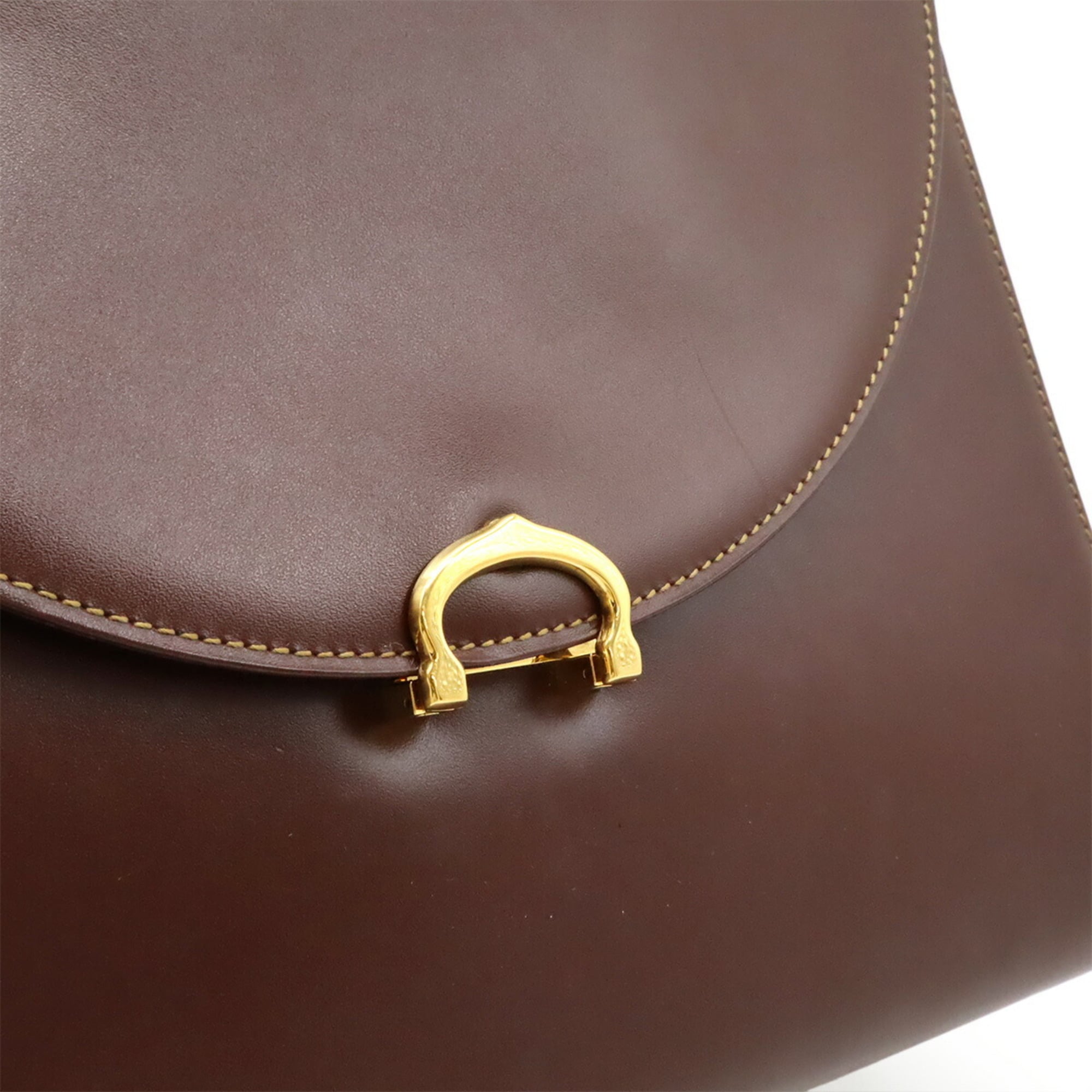 Cartier Bordeaux Leather Handbag (Pre-Owned)