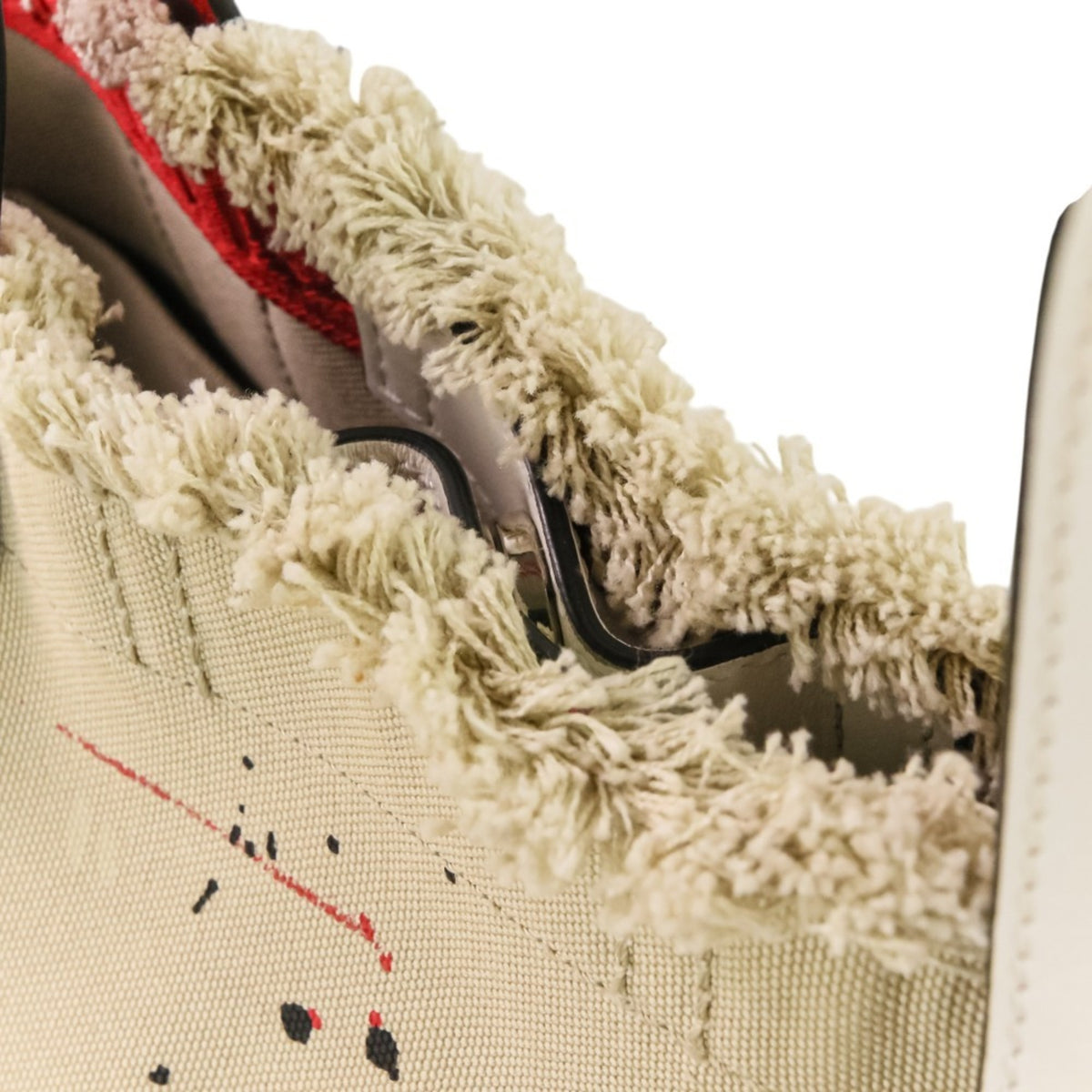 Christian Louboutin Beige Red Color White Canvas Tote Bag (Pre-Owned)