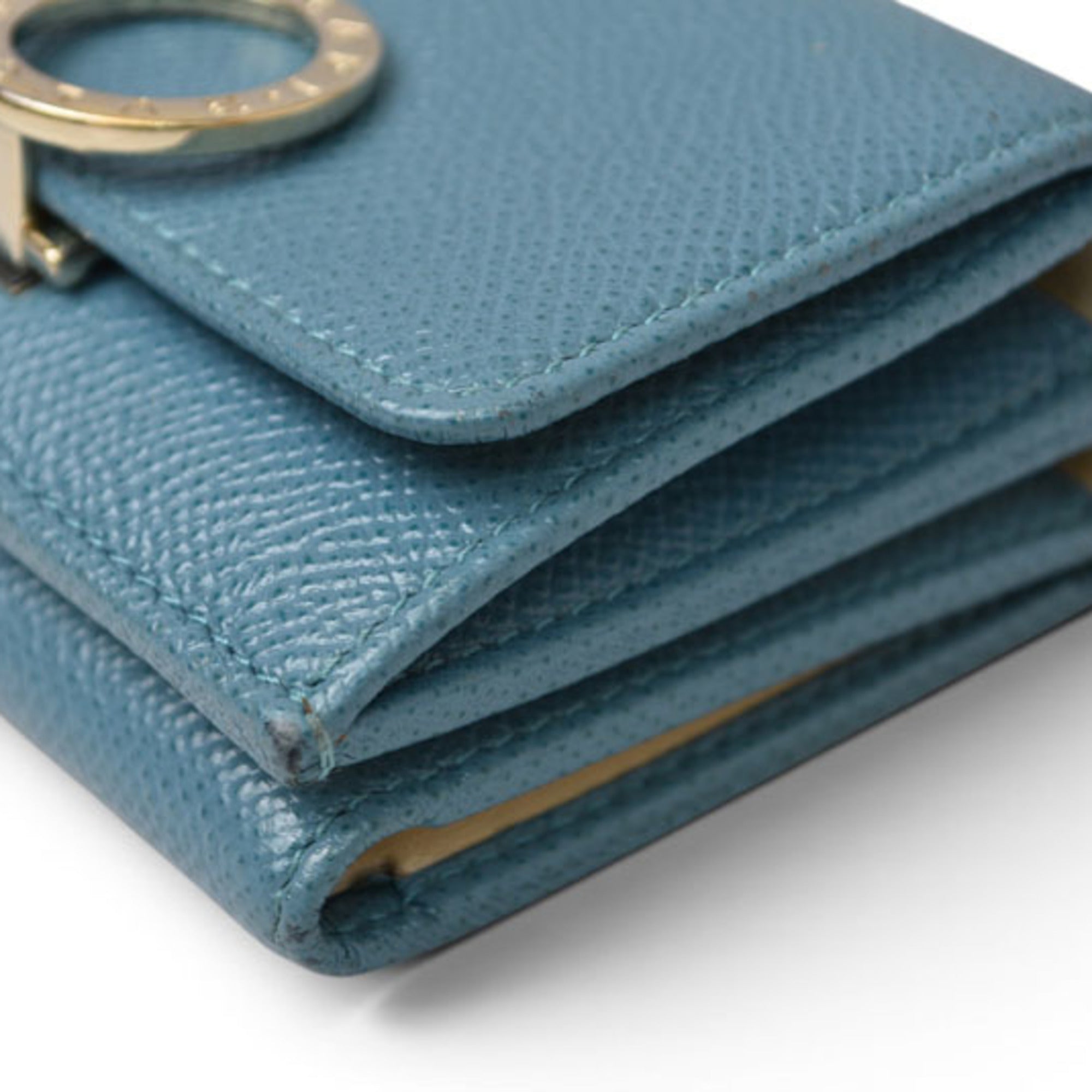 Bvlgari Bvlgari Bvlgari Blue Turquoise Leather Wallet (Tri-Fold) (Pre-Owned)