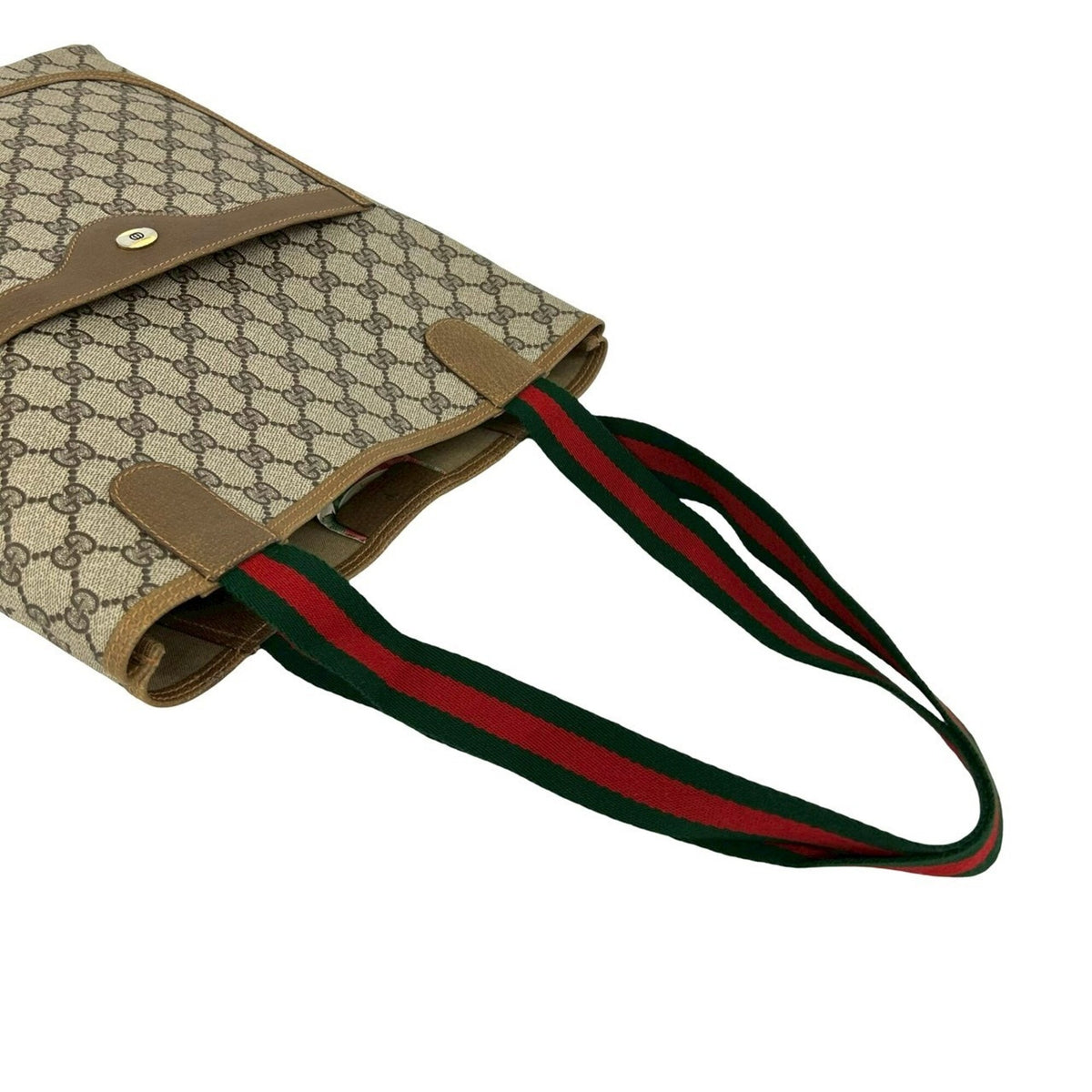 Gucci Brown Green Red Color Pvc Leather Handbag Tote Bag (Pre-Owned)