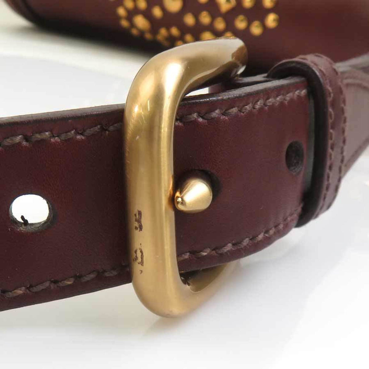 Miu Miu Brown Gold Leather Metal Shoulder Bag (Pre-Owned)