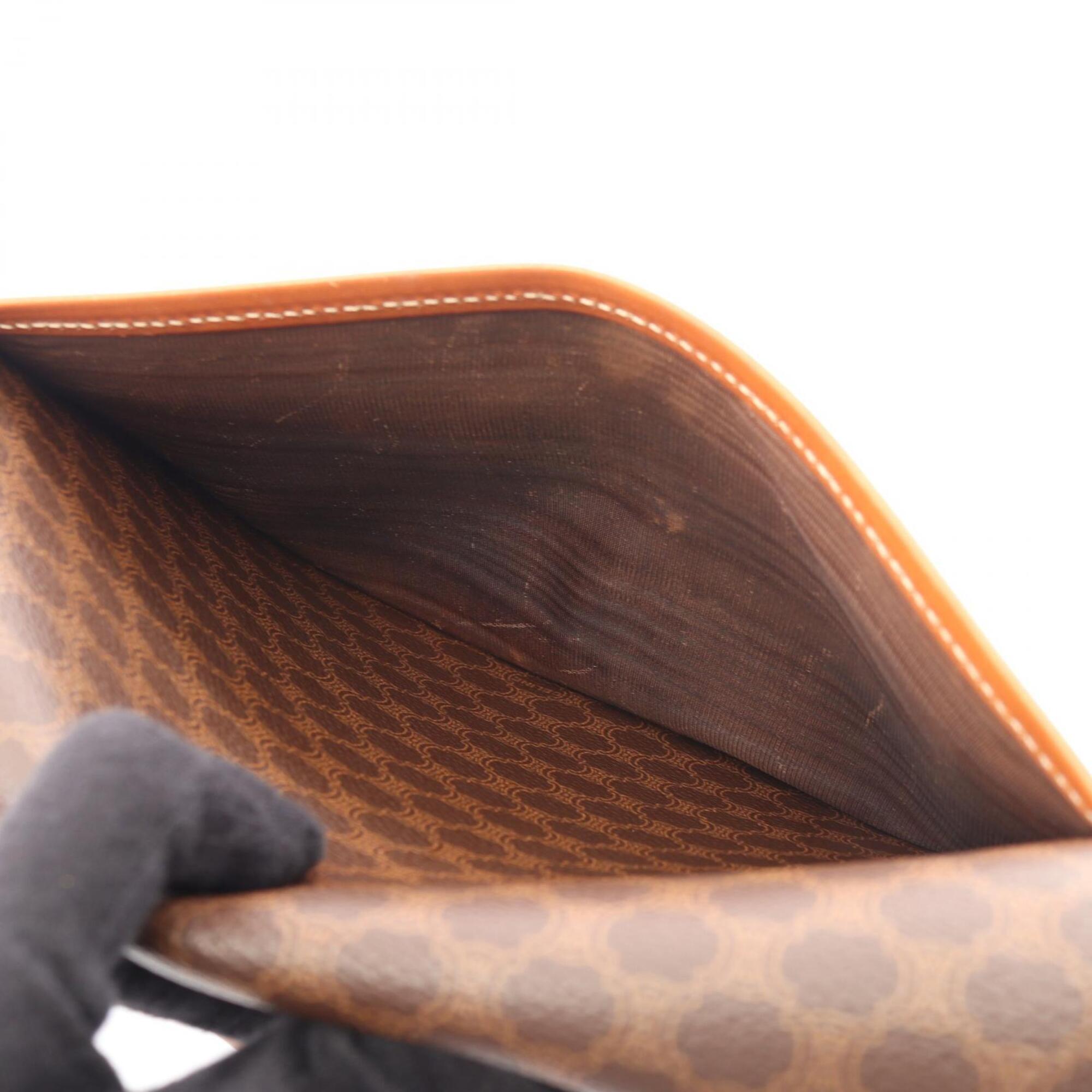 Celine Brown Coated Canvas Leather Shoulder Bag (Pre-Owned)