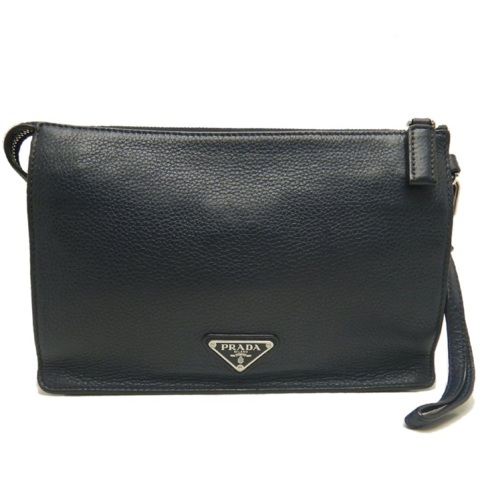Prada Silver Leather Clutch Bag (Pre-Owned)