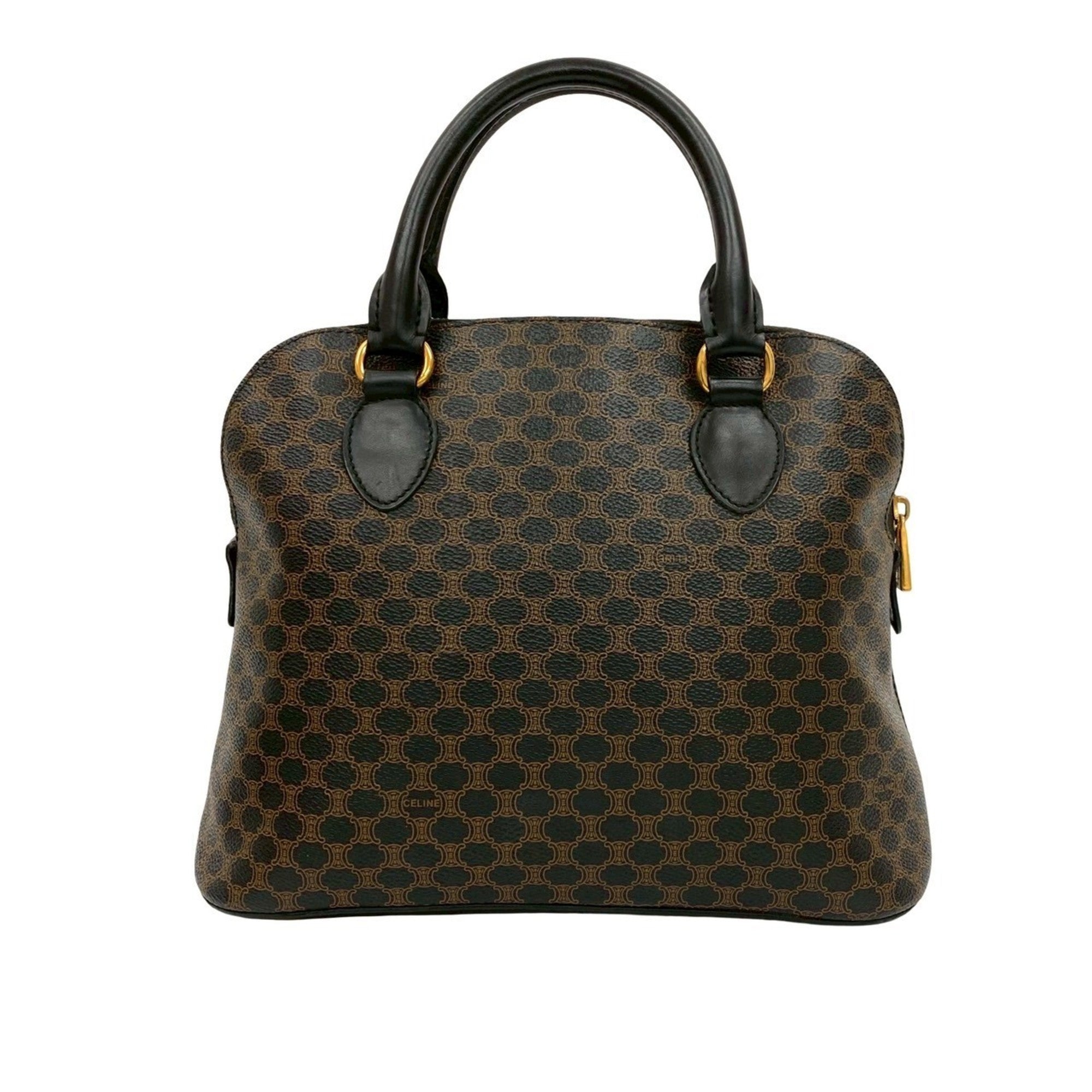 Celine Black Brown Leather Boston Bag Handbag (Pre-Owned)