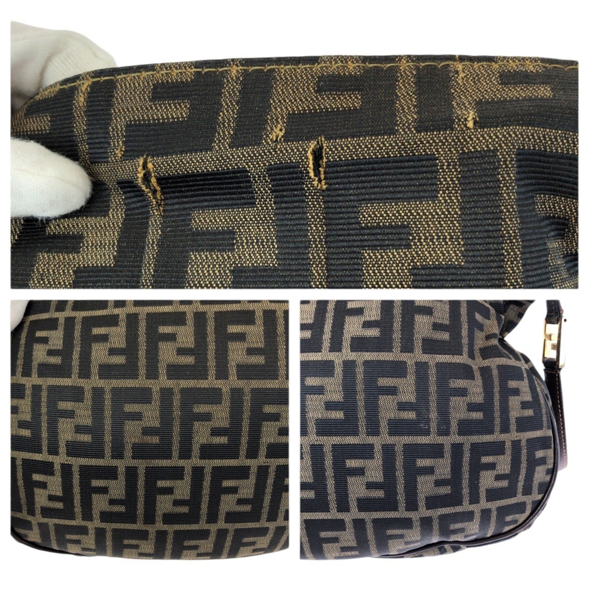 Fendi Dark Brown Canvas Messenger Bag Shoulder Bag (Pre-Owned)