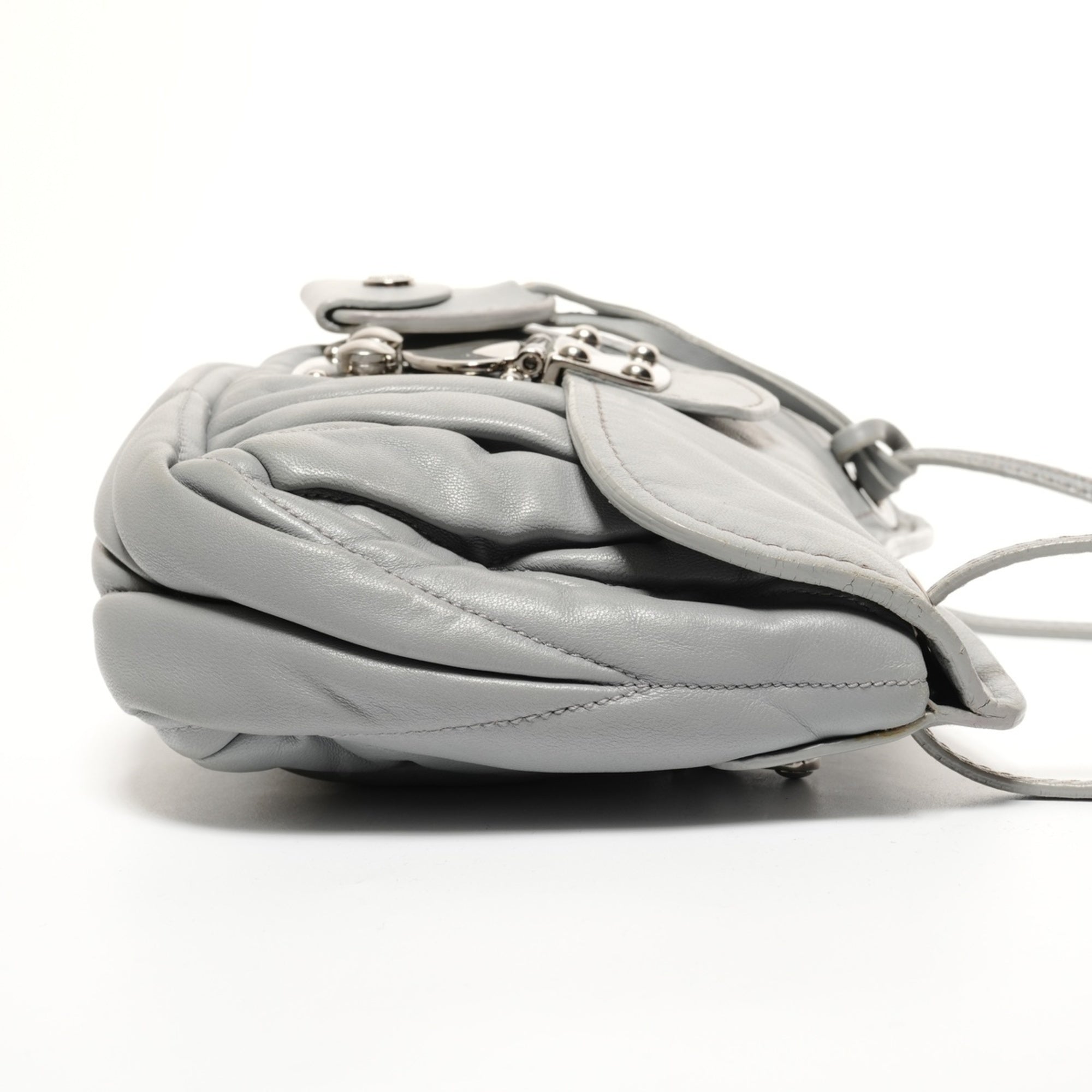 Miu Miu Matelasse Gray Shoulder Bag (Pre-Owned)