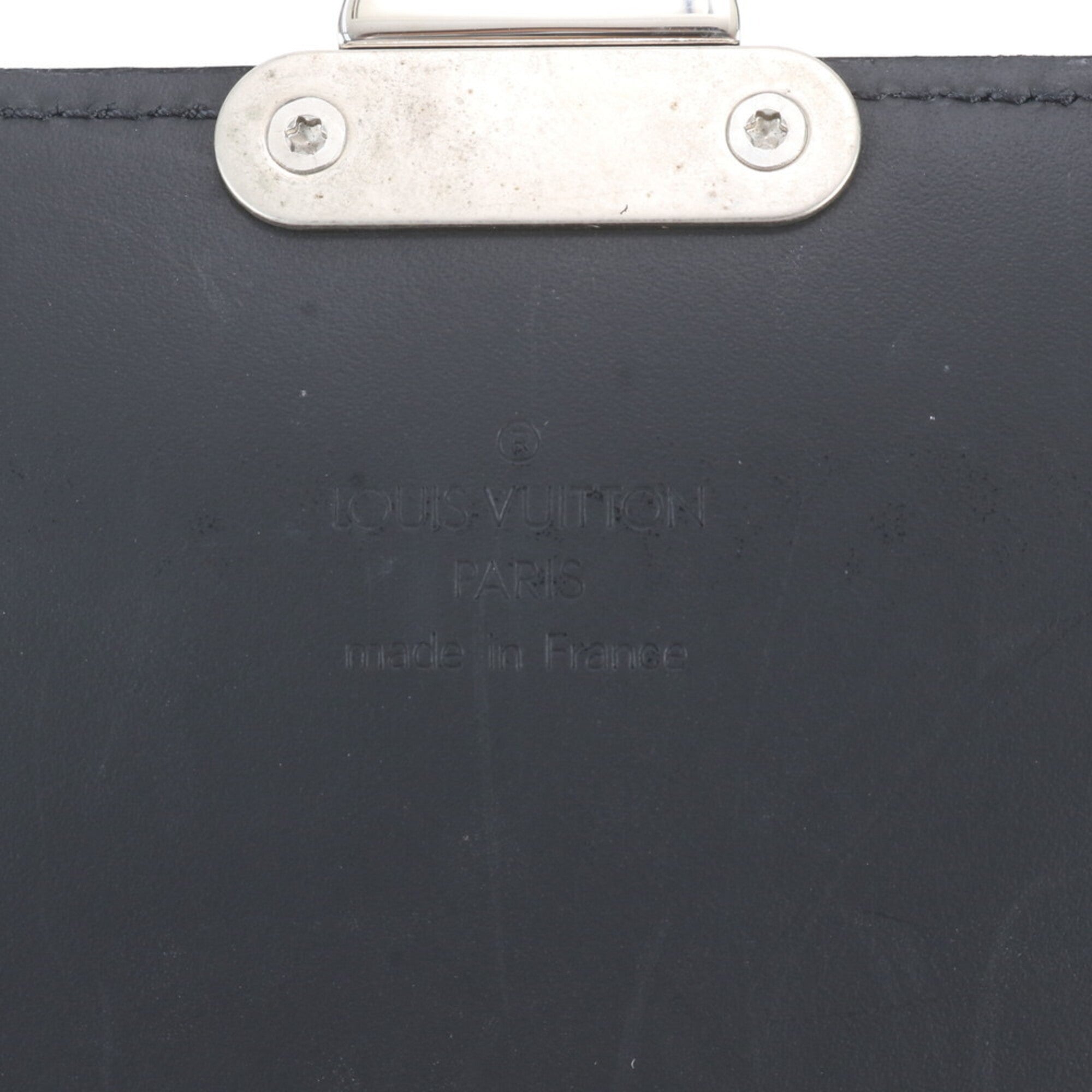 Louis Vuitton Noir Leather Clutch Bag Handbag (Pre-Owned)
