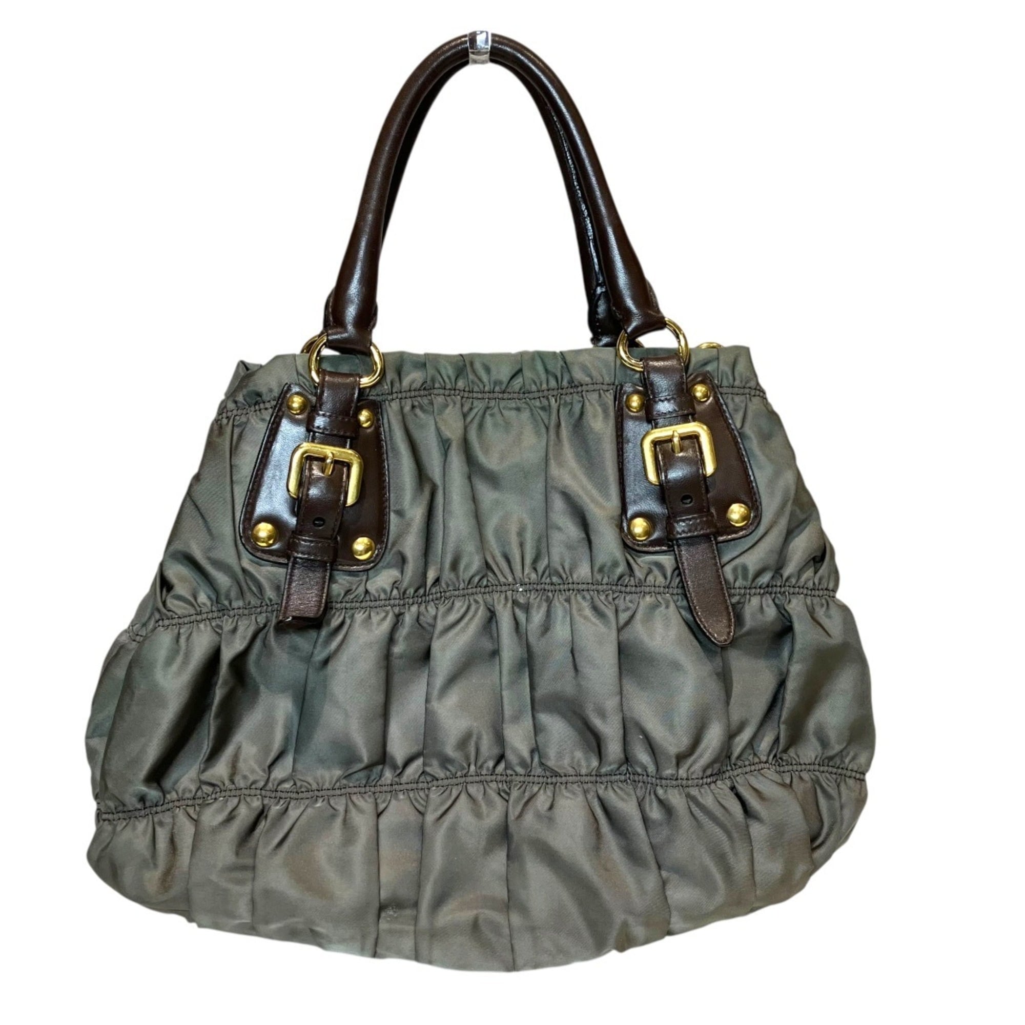 Prada Nylon Leather Handbag (Pre-Owned)