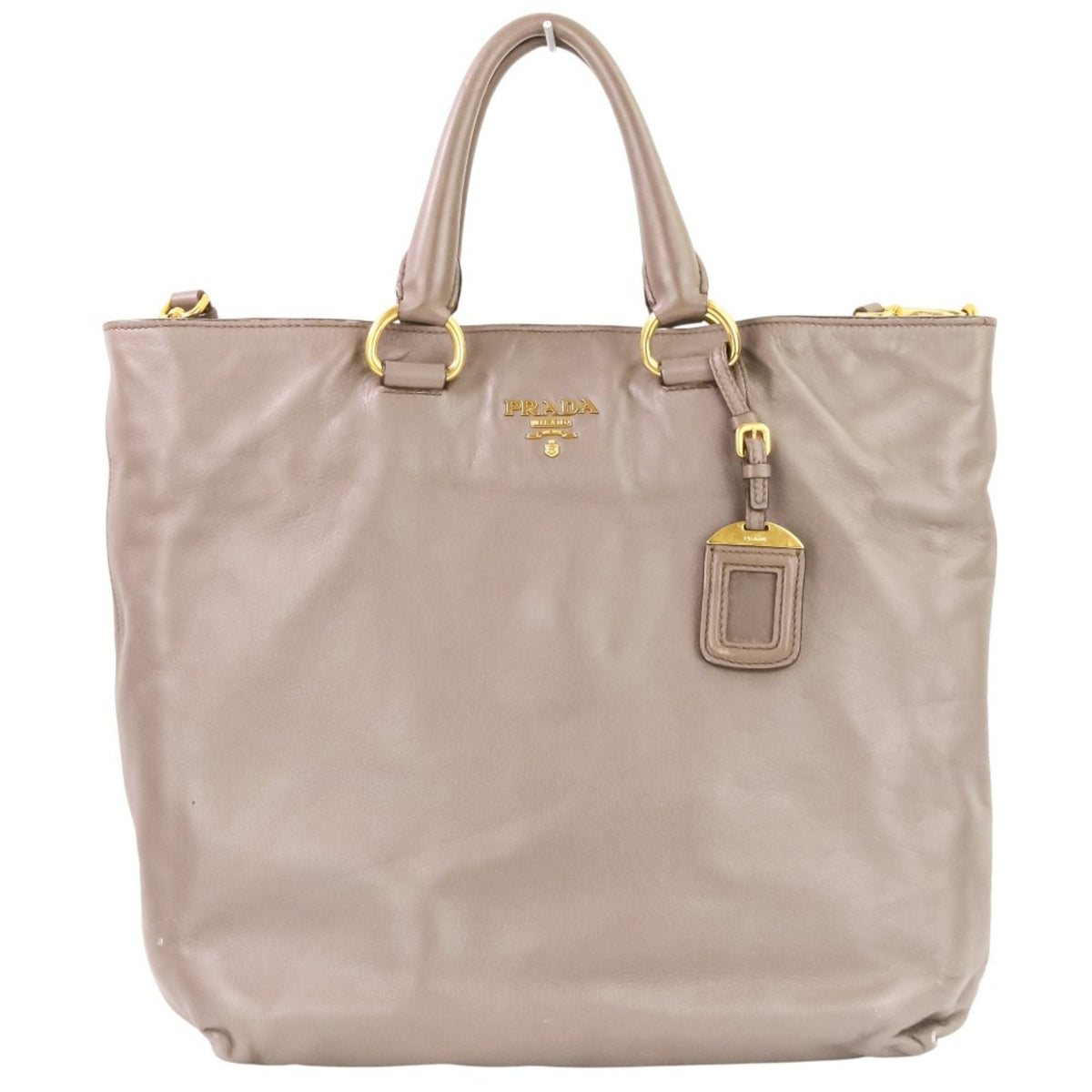 Prada Grayish Leather Shoulder Bag Tote Bag (Pre-Owned)