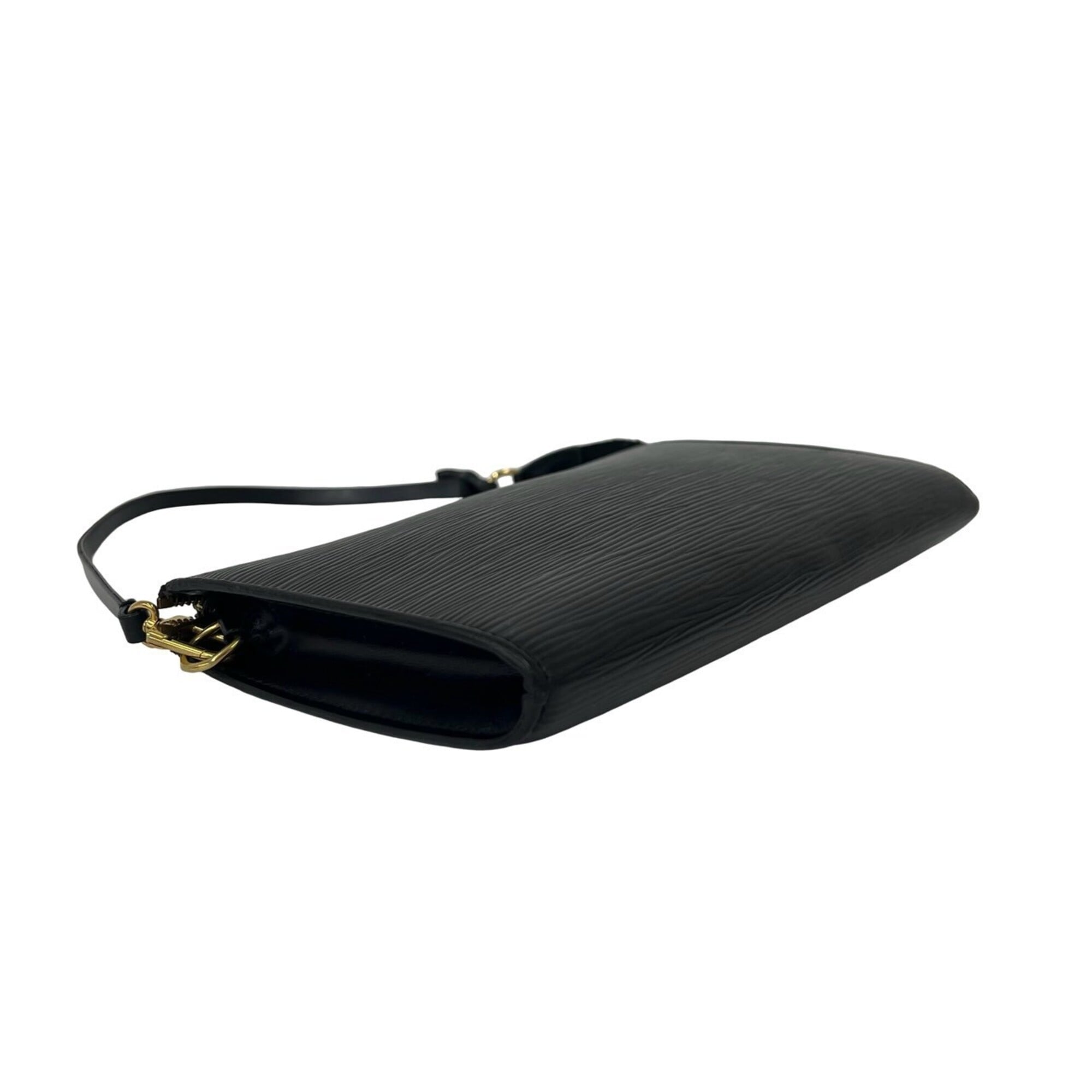 Louis Vuitton Black Leather Handbag Pochette Pouch (Pre-Owned)