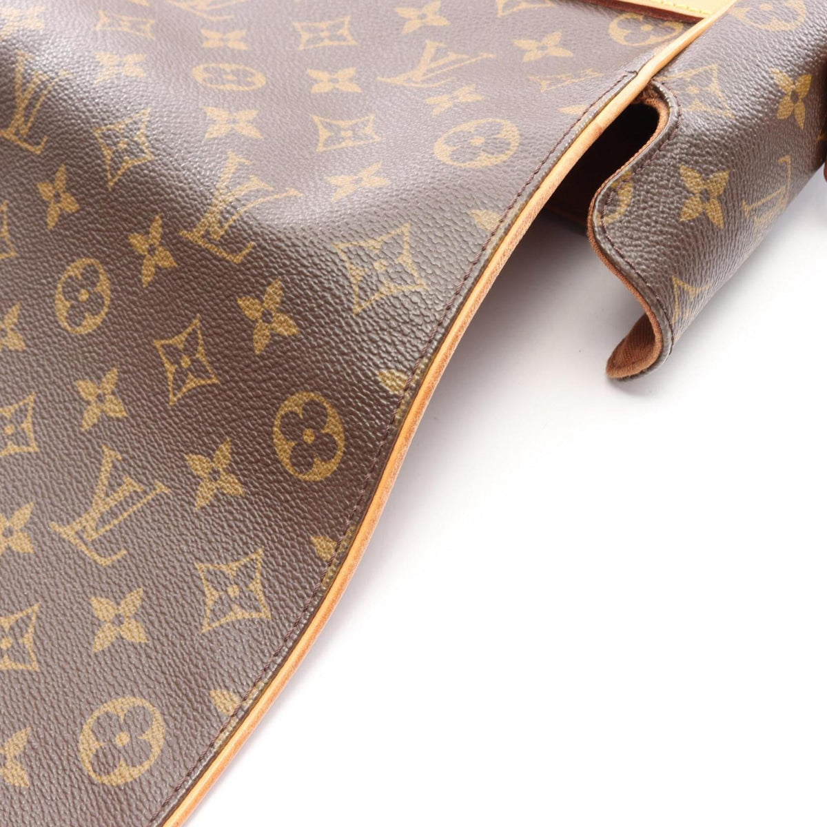 Louis Vuitton Brown Leather Coated Canvas Handbag Shoulder Bag (Pre-Owned)