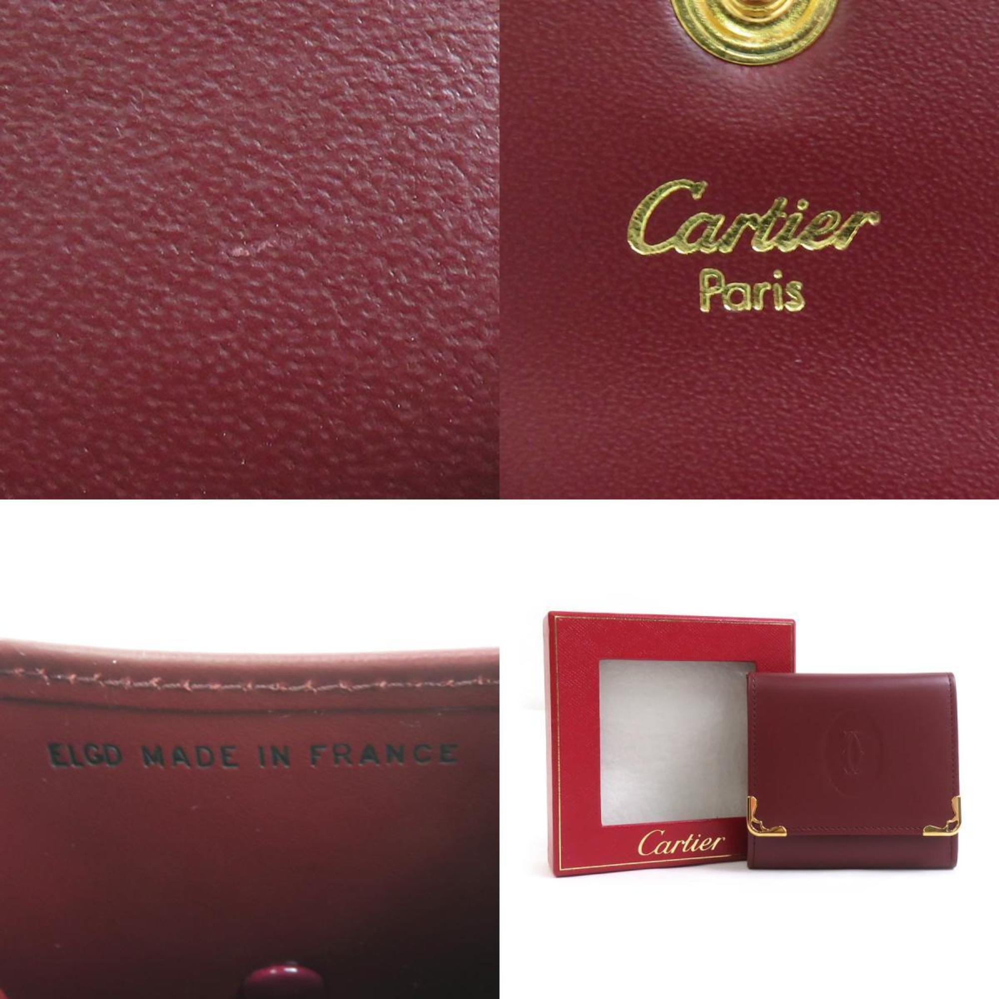 Cartier Bordeaux Leather Coin Purse/Coin Case (Pre-Owned)