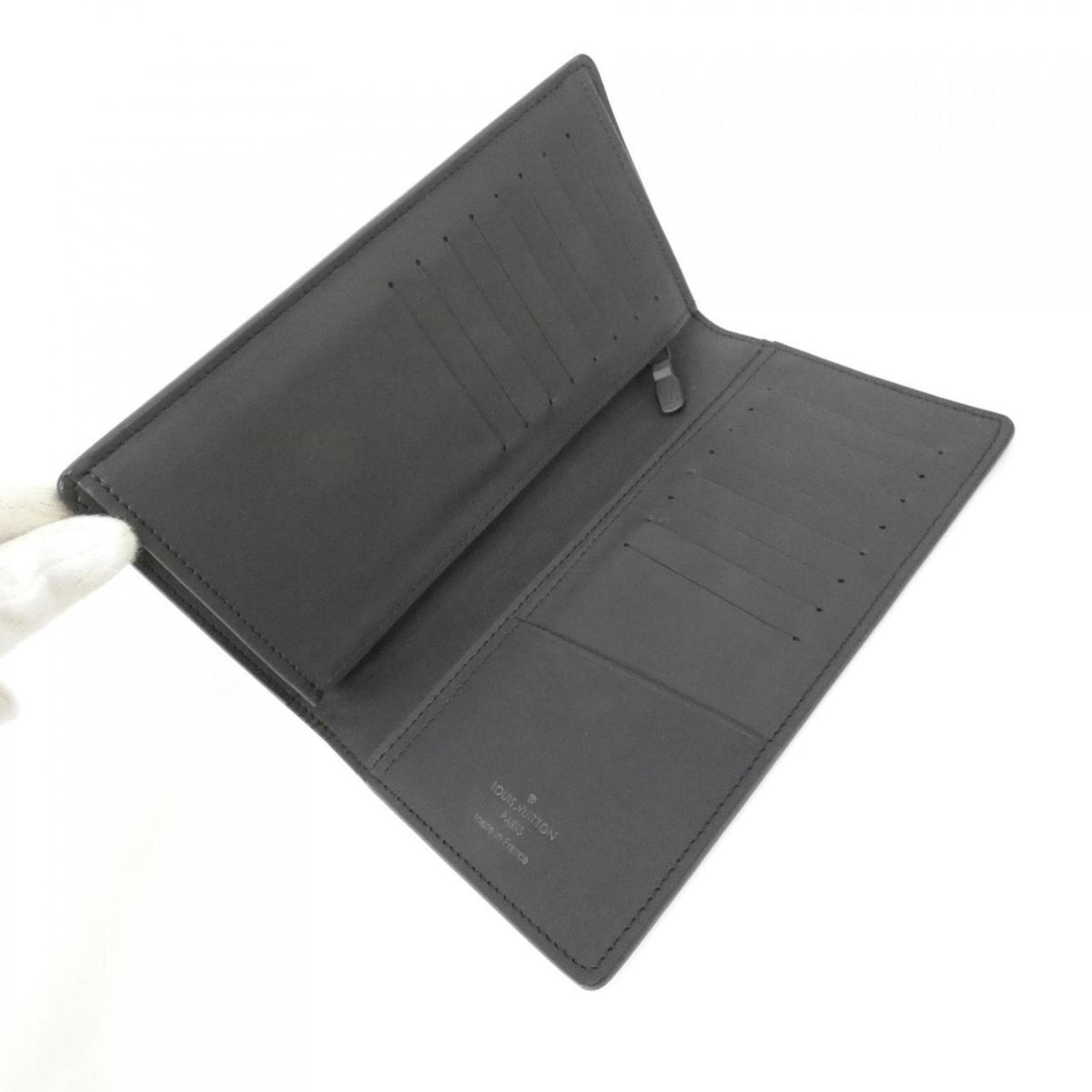 Louis Vuitton Black Leather Long Wallet (Bi-Fold) (Pre-Owned)