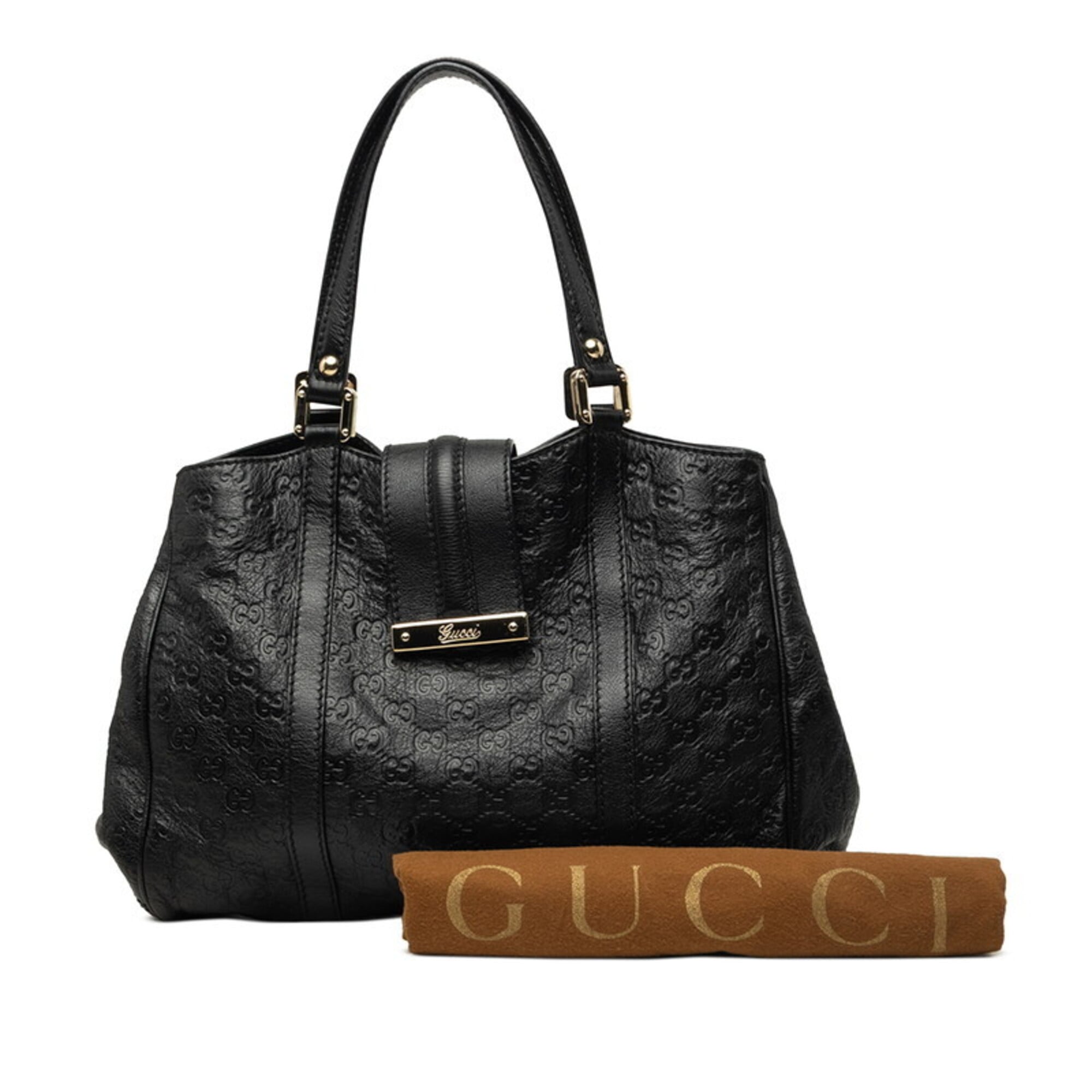 Gucci Guccissima Black Leather Handbag Tote Bag (Pre-Owned)