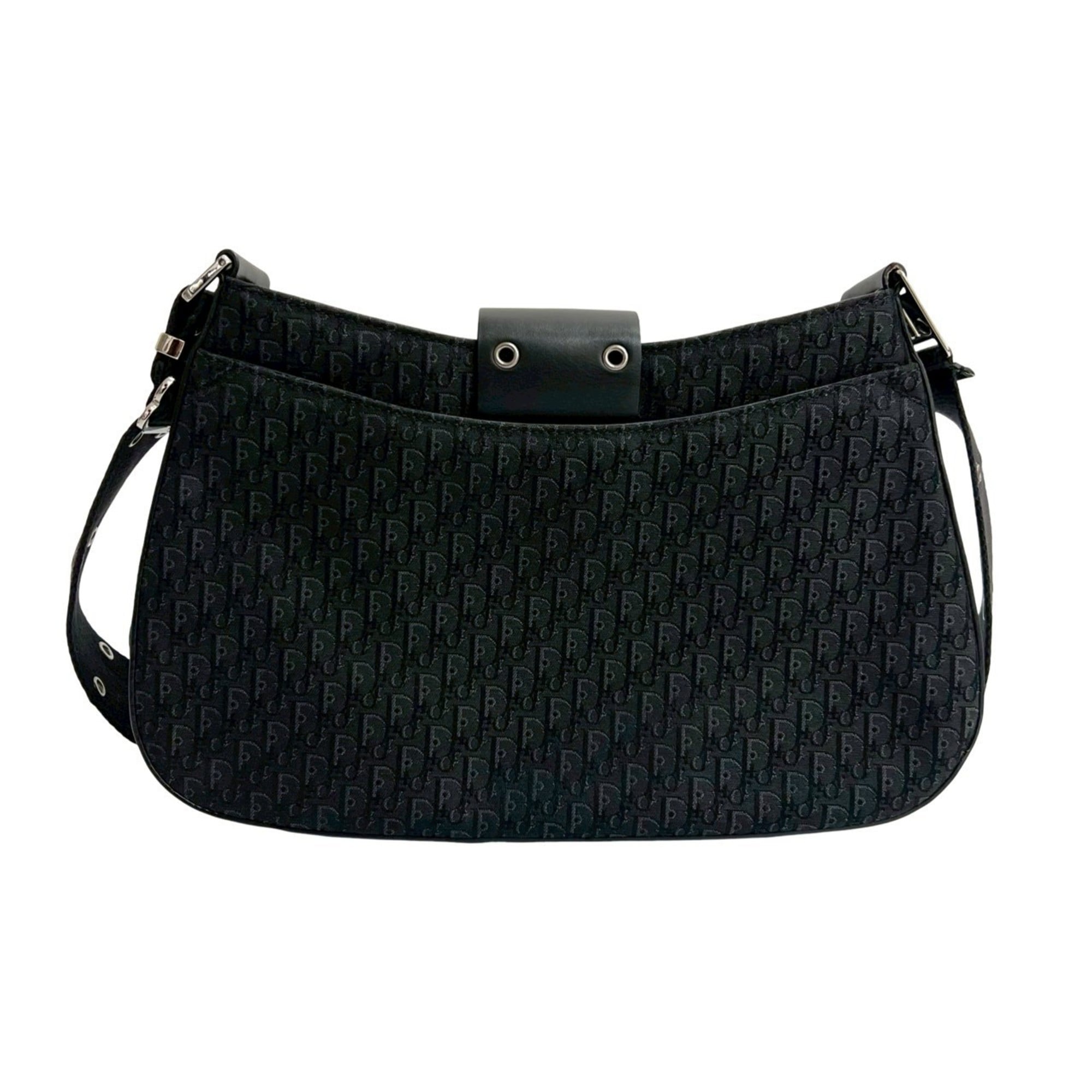 Christian Dior Black Canvas Leather Pochette Shoulder Bag (Pre-Owned)