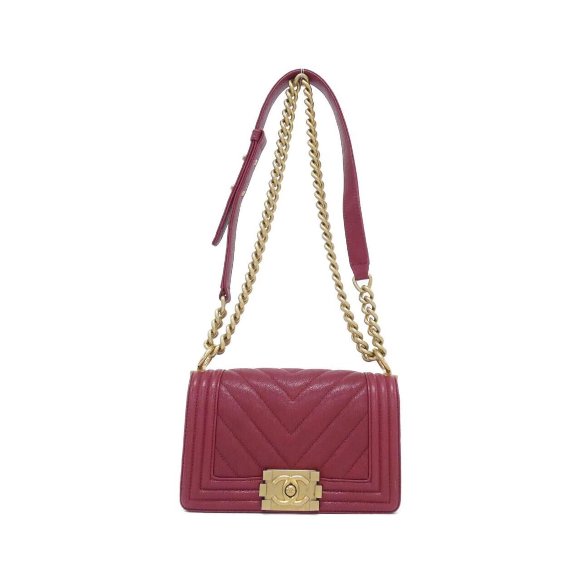 Chanel Bordeaux Grained Calfskin Shoulder Bag (Pre-Owned)