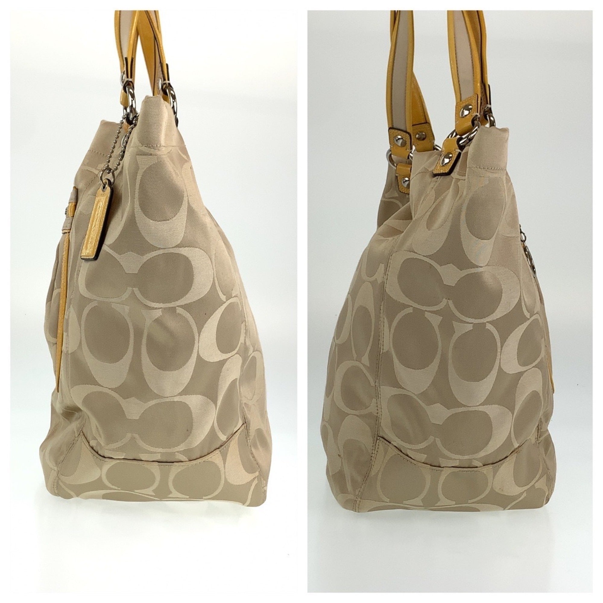Coach Beige Leather Shoulder Bag Tote Bag (Pre-Owned)
