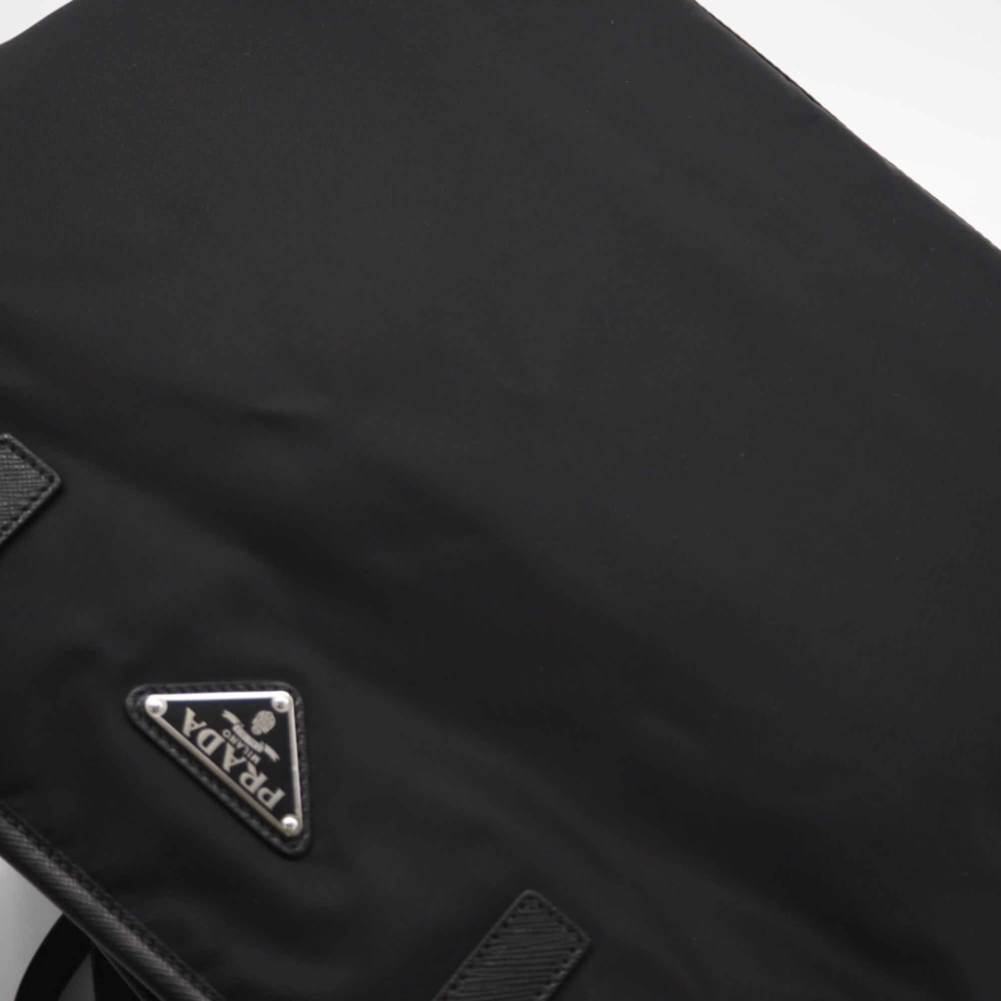Prada Black Nylon Leather Tote Bag (Pre-Owned)