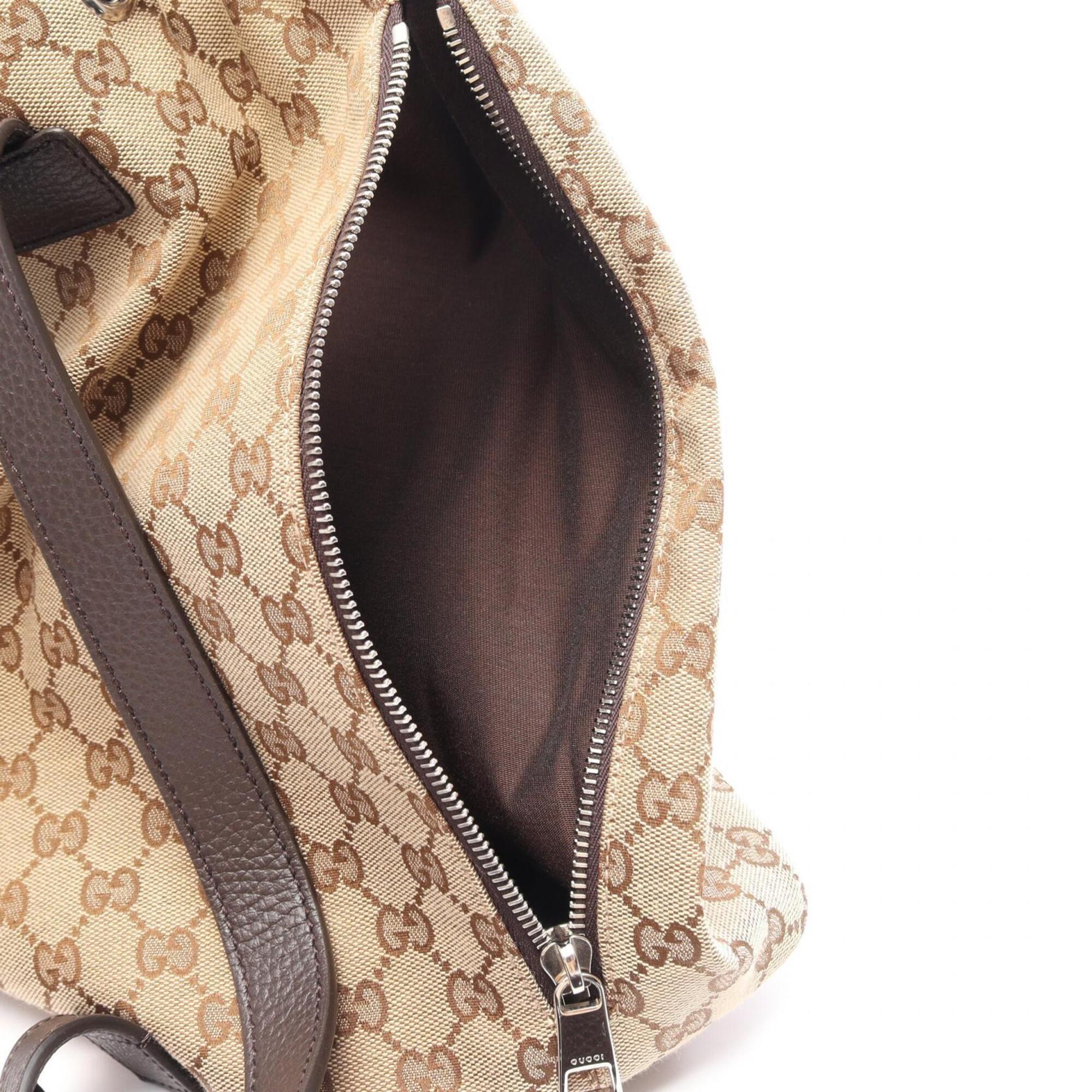 Gucci Beige Brown Canvas Leather Backpack Handbag (Pre-Owned)