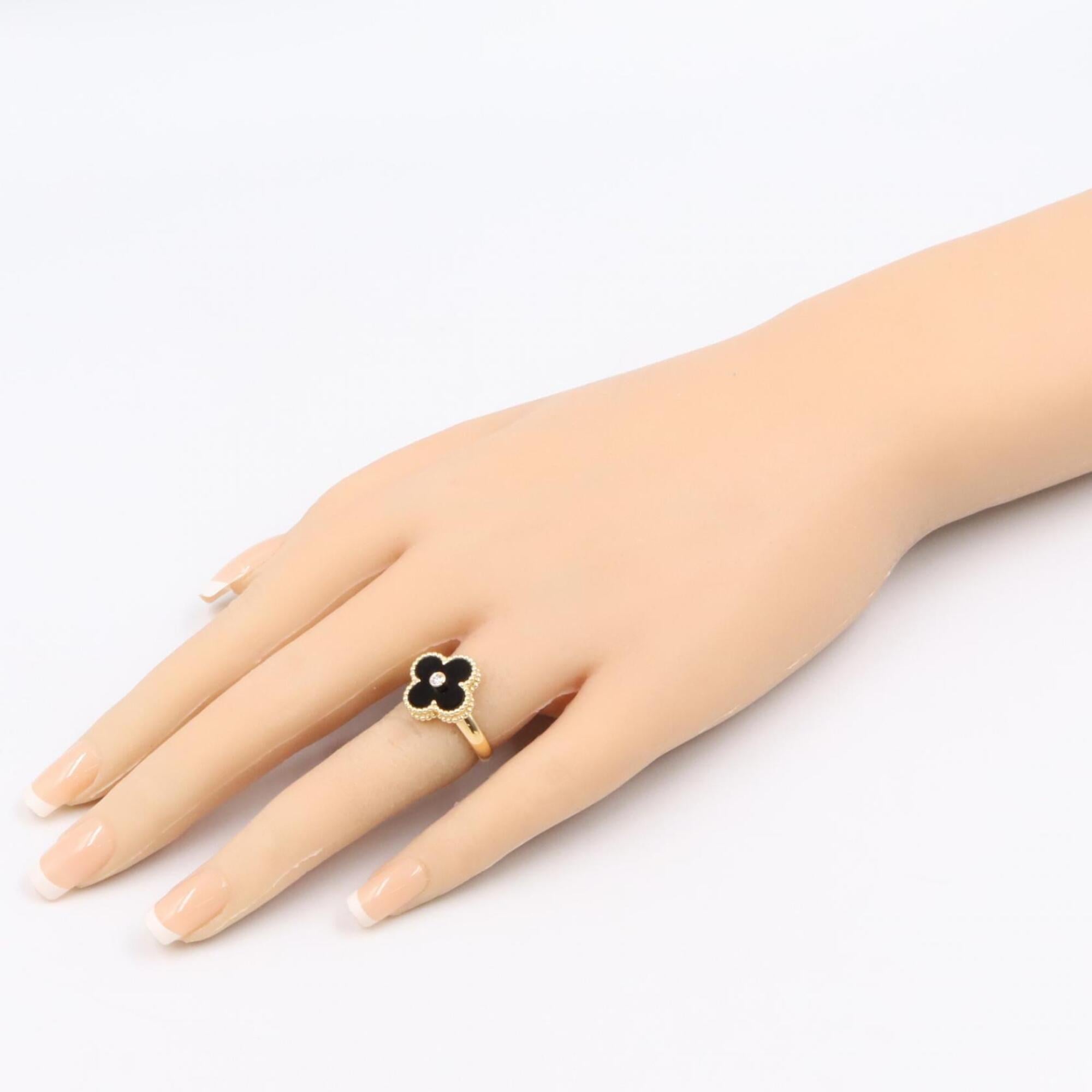 Van Cleef & Arpels Gold Black Clear Yellow Gold (18K) Band Ring (Pre-Owned)
