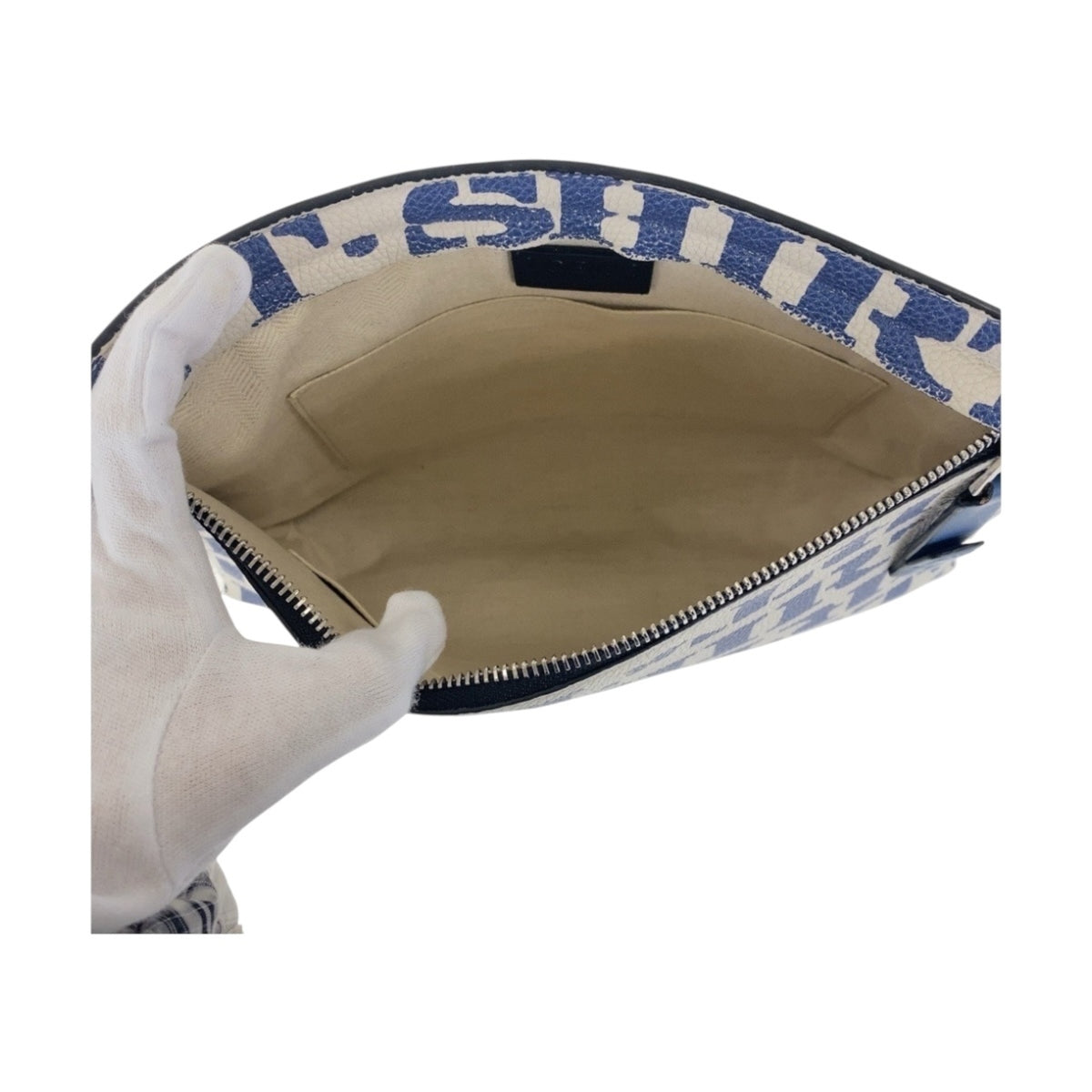 Loewe Blue White Leather Clutch Bag Pouch (Pre-Owned)