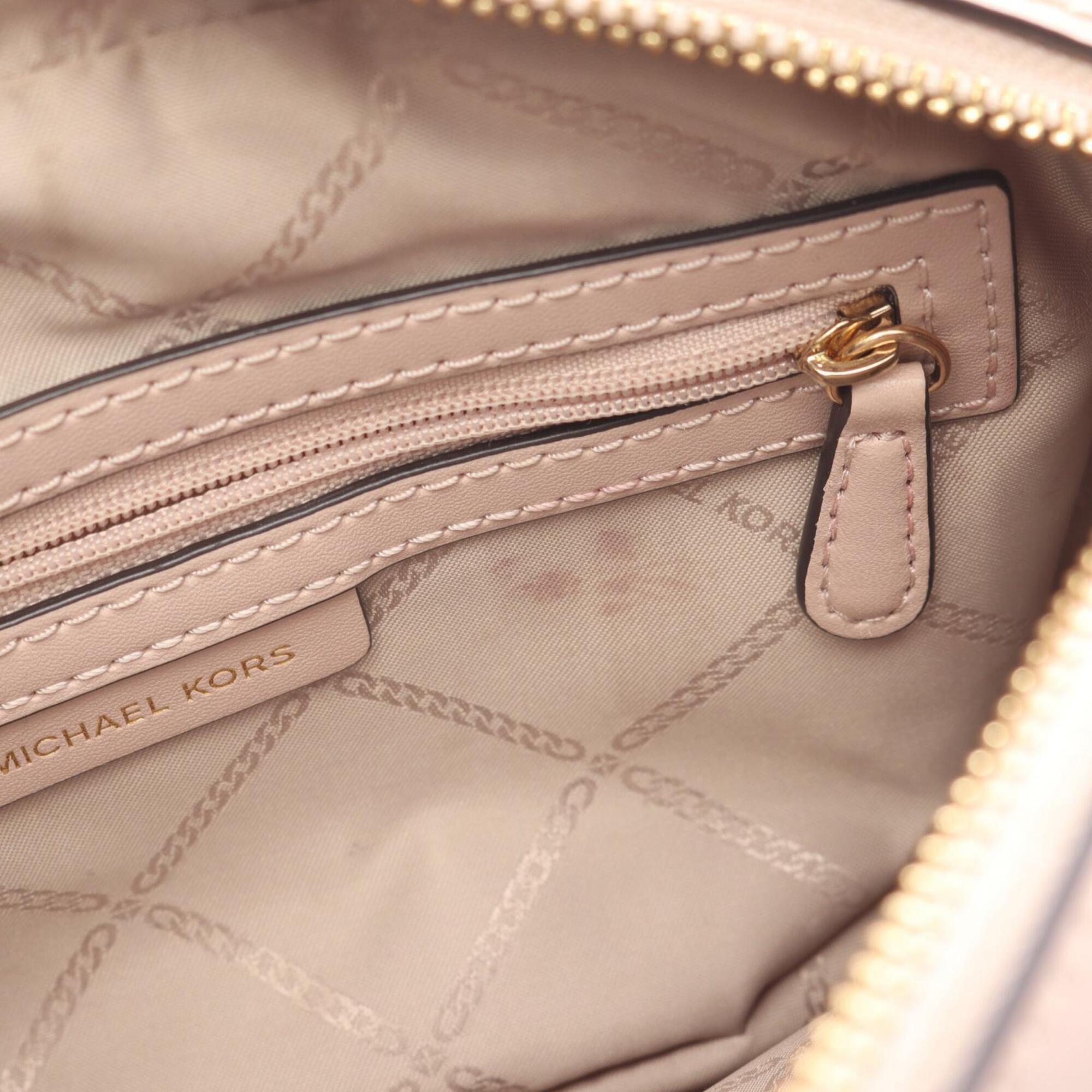 Michael Kors Brown Pink Coated Canvas Leather Handbag Shoulder Bag (Pre-Owned)