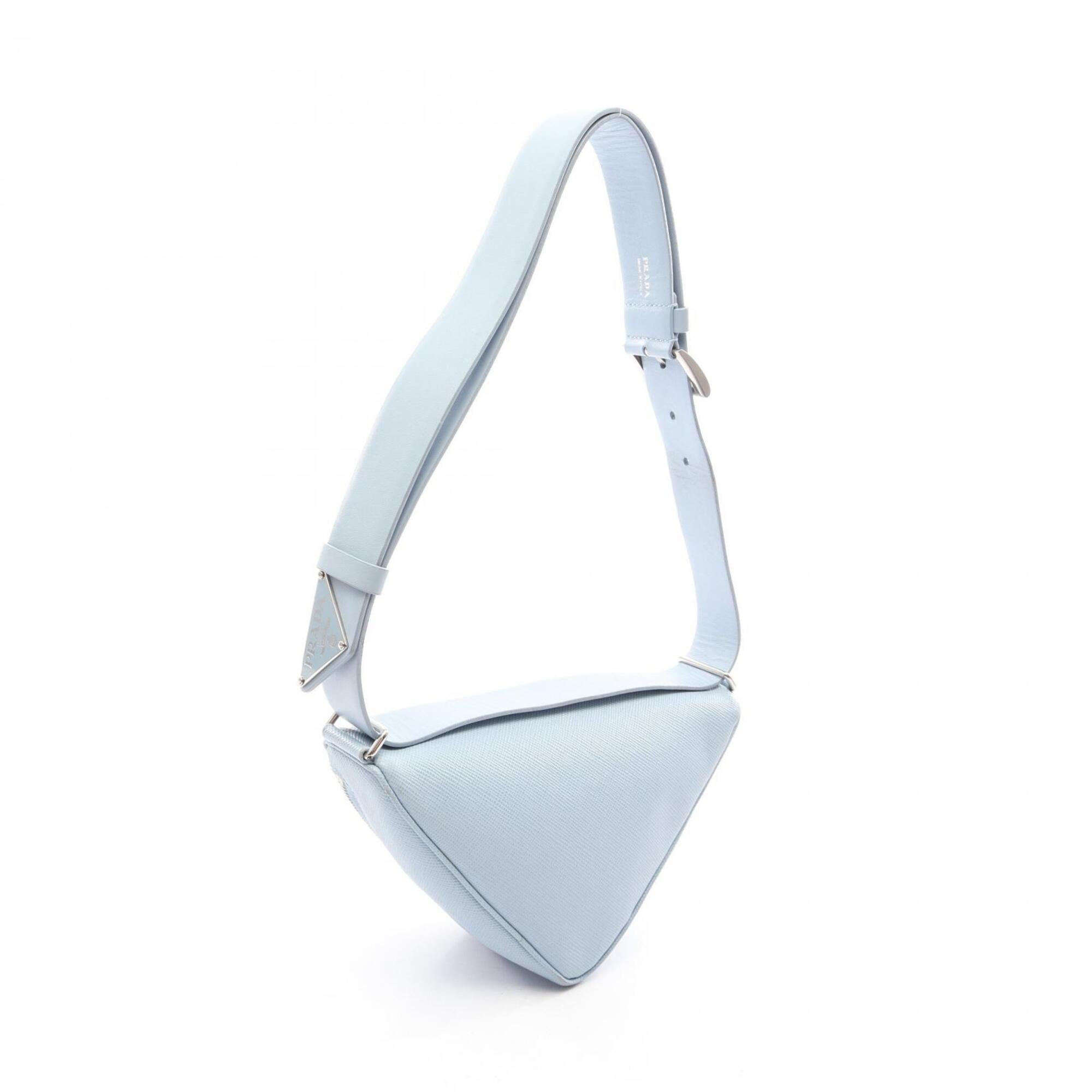 Prada Blue Leather Handbag Shoulder Bag (Pre-Owned)