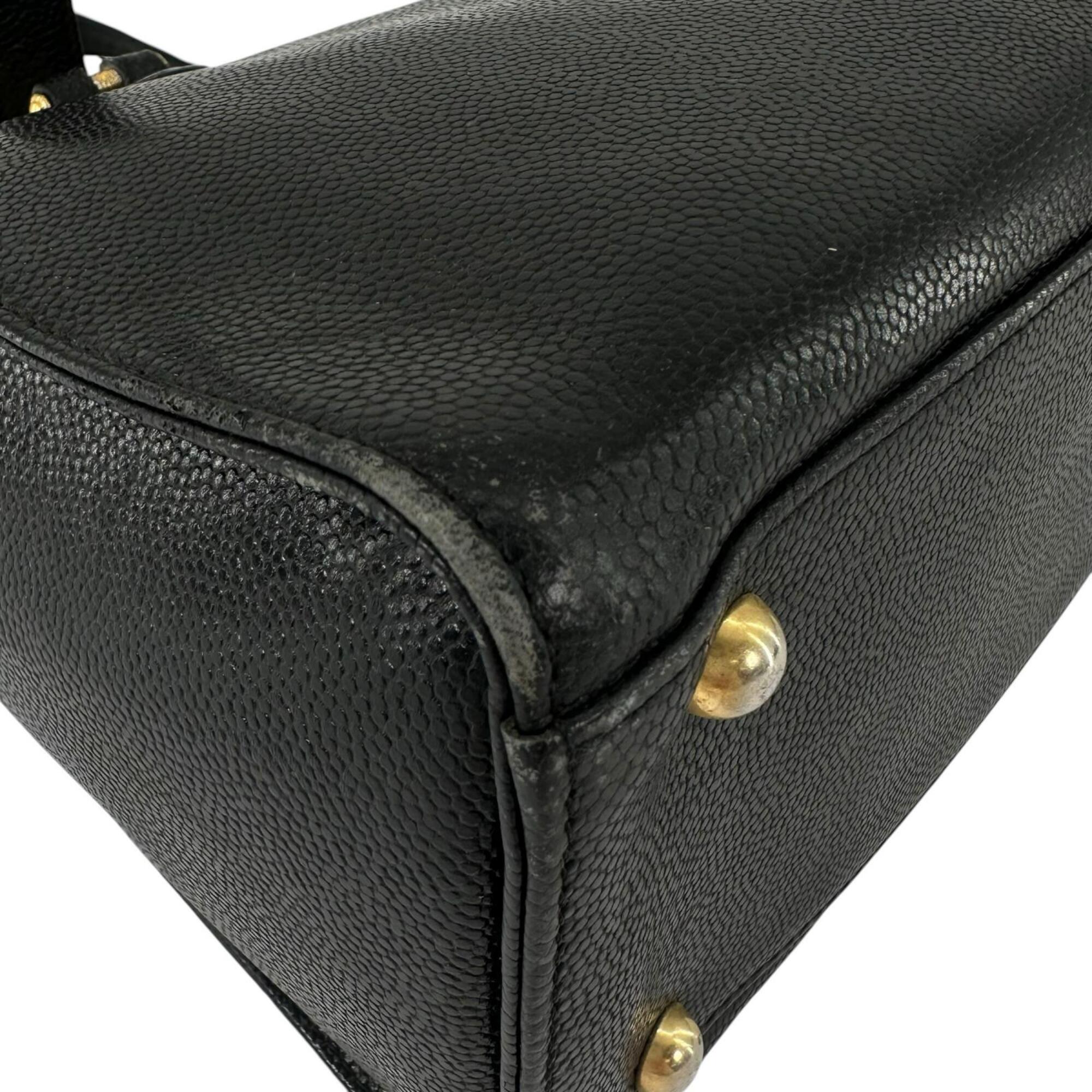 Versace Black Leather Tote Bag (Pre-Owned)
