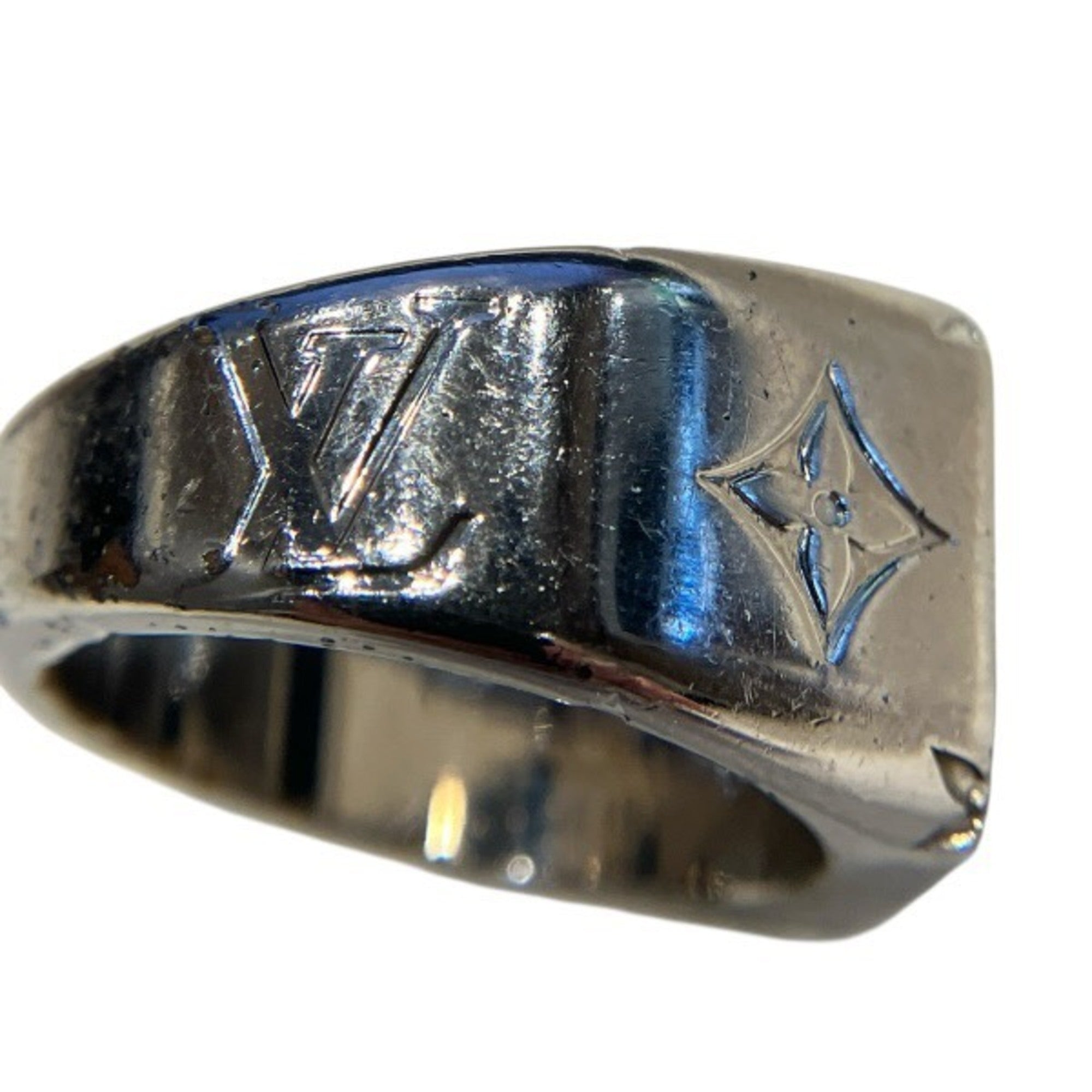 Louis Vuitton Silver Gold Plating Band Ring (Pre-Owned)
