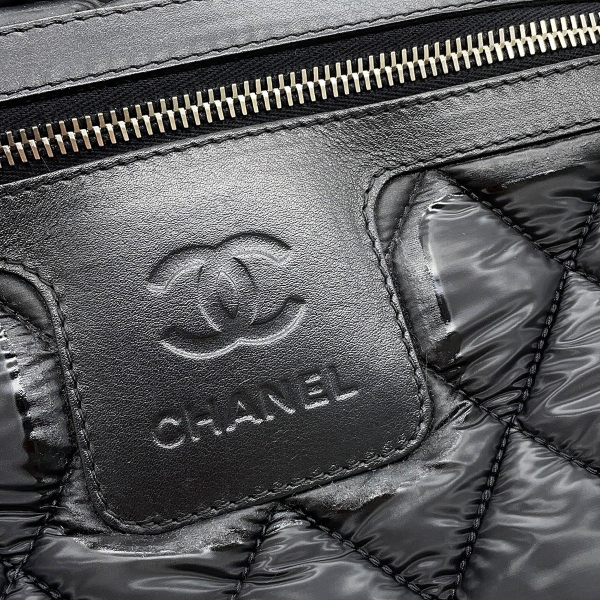 Chanel Black Nylon Handbag Tote Bag (Pre-Owned)