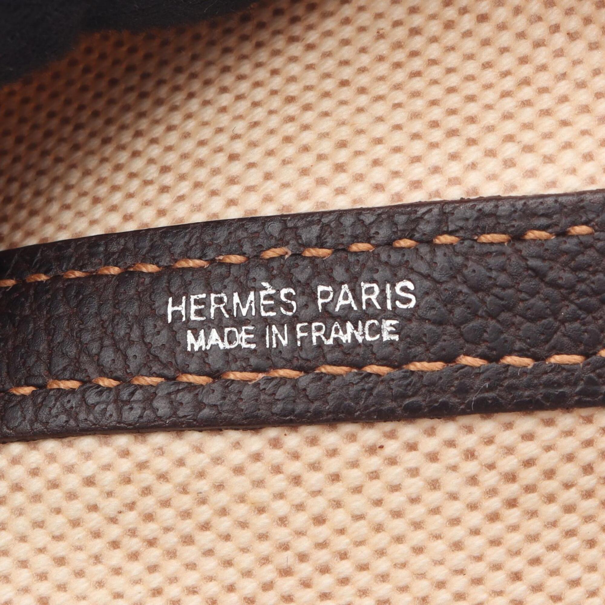 Hermes Brown Ivory Toile H Buffalo Leather Handbag Tote Bag (Pre-Owned)