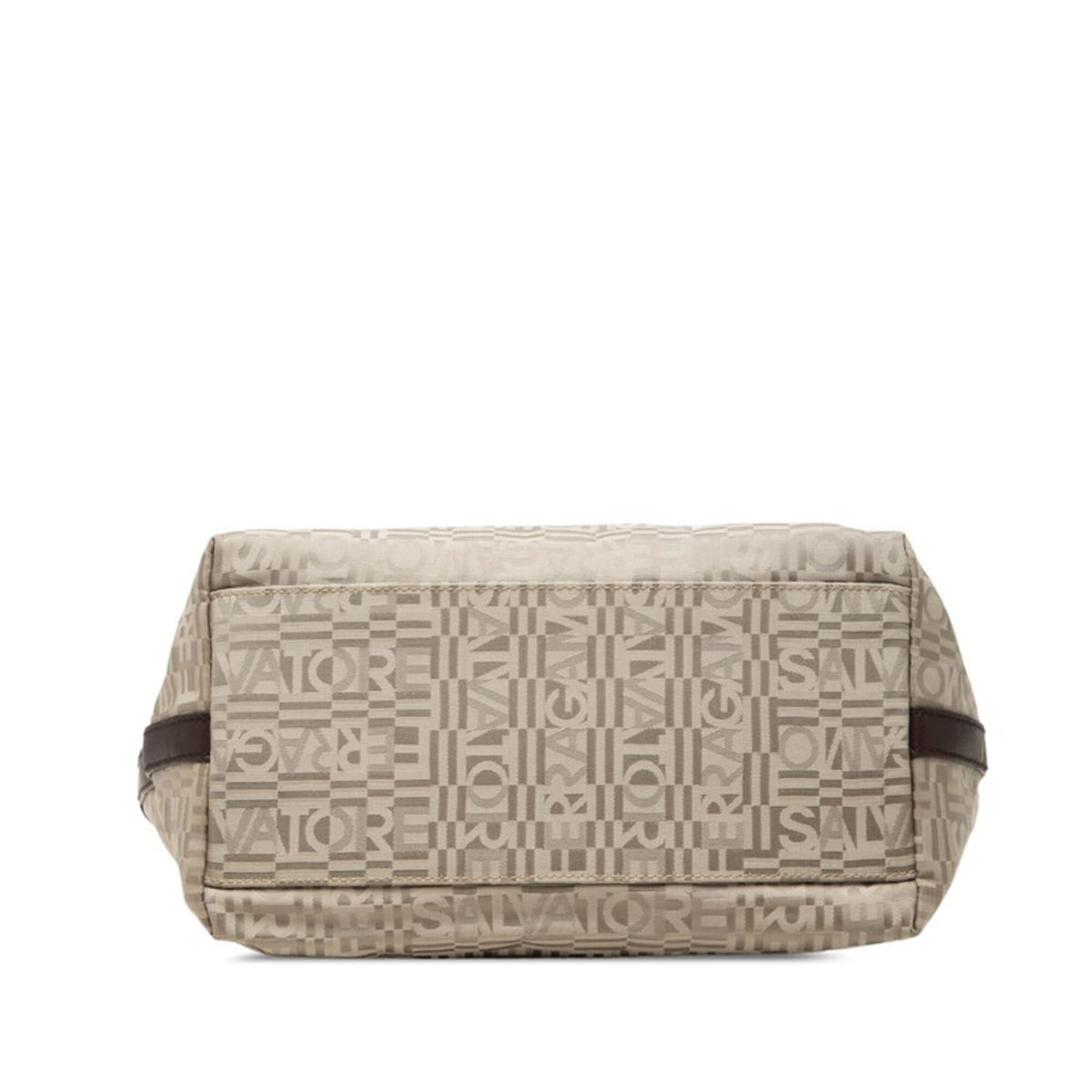 Salvatore Ferragamo Beige Canvas Leather Handbag (Pre-Owned)