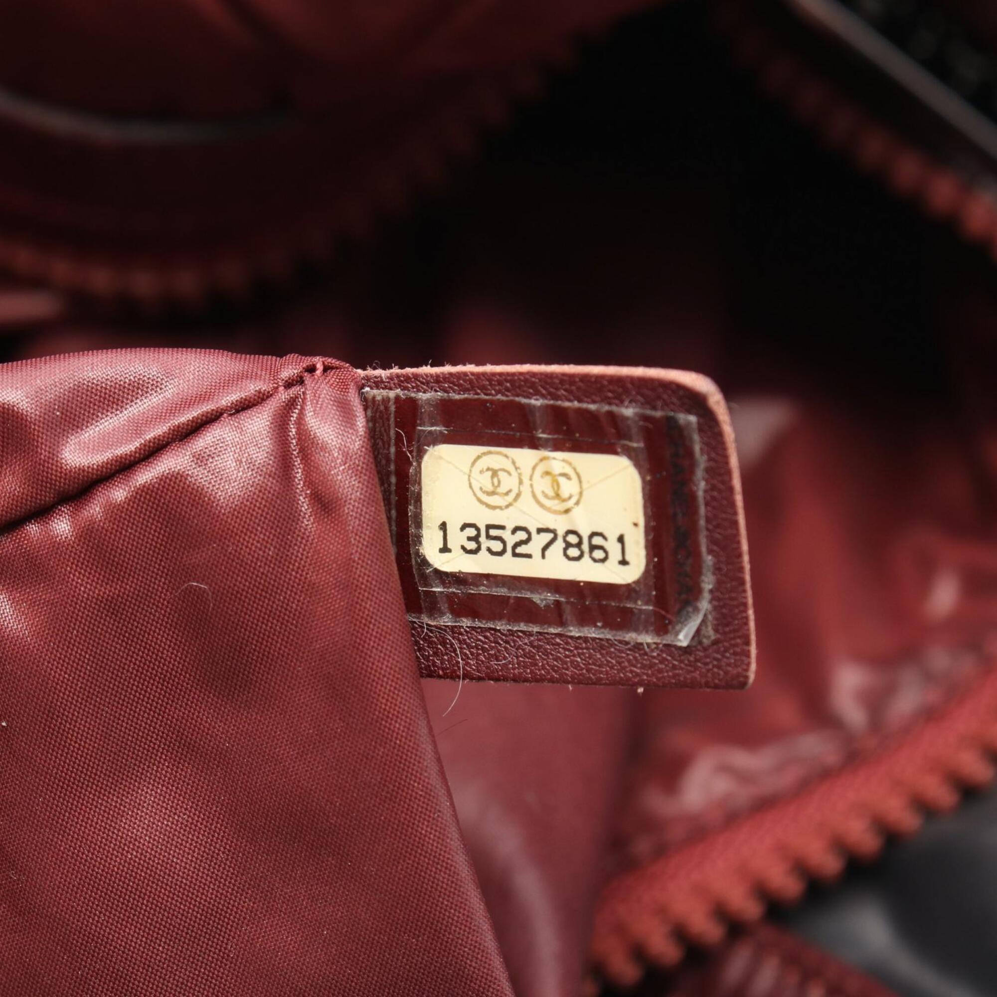 Chanel Black Bordeaux Nylon Handbag Tote Bag (Pre-Owned)