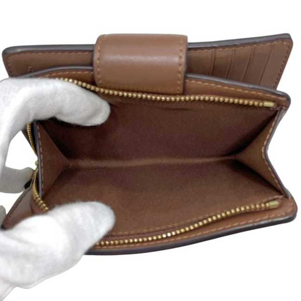 Coach Beige Brown Pvc Leather Wallet (Bi-Fold) (Pre-Owned)