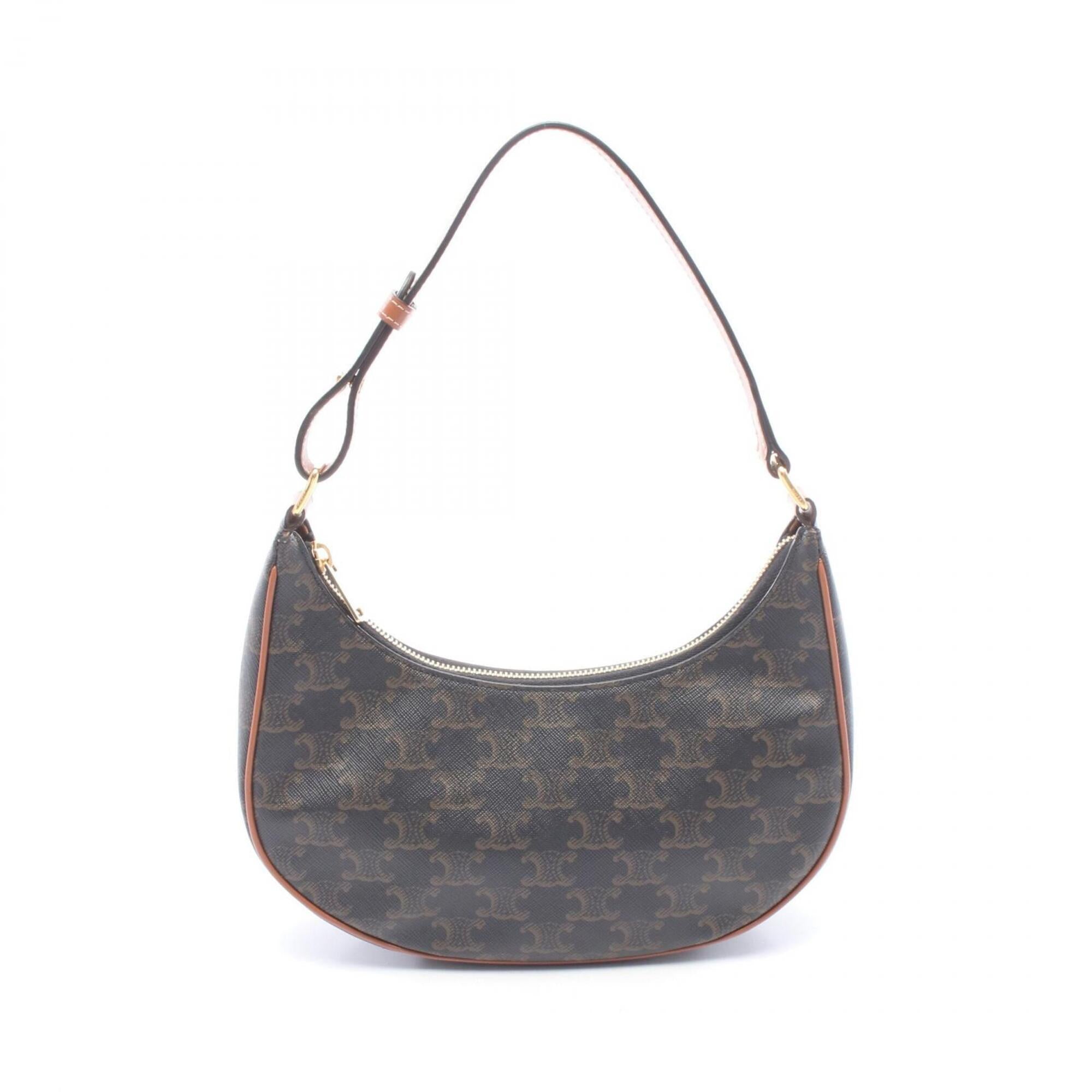 Celine Black Brown Coated Canvas Leather Handbag Shoulder Bag (Pre-Owned)