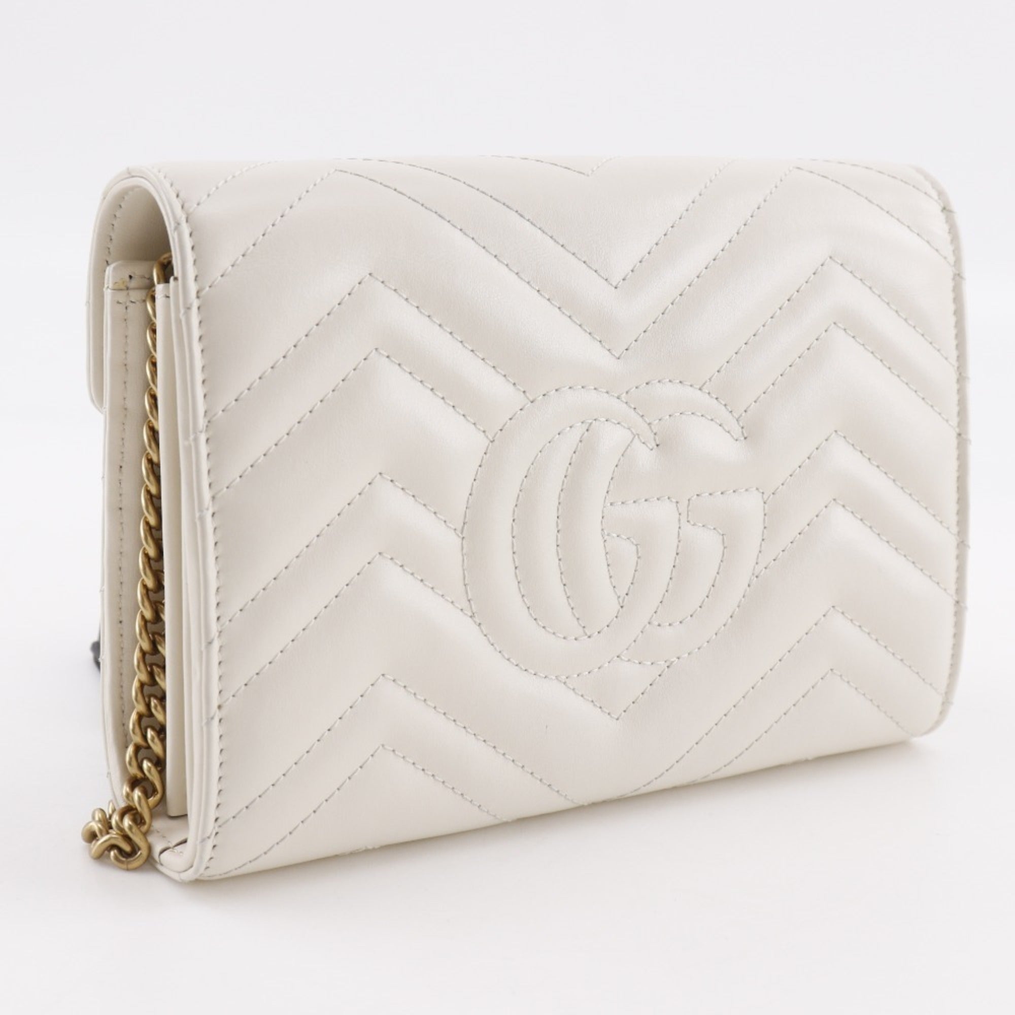 Gucci White Leather Chain/Shoulder Wallet (Pre-Owned)