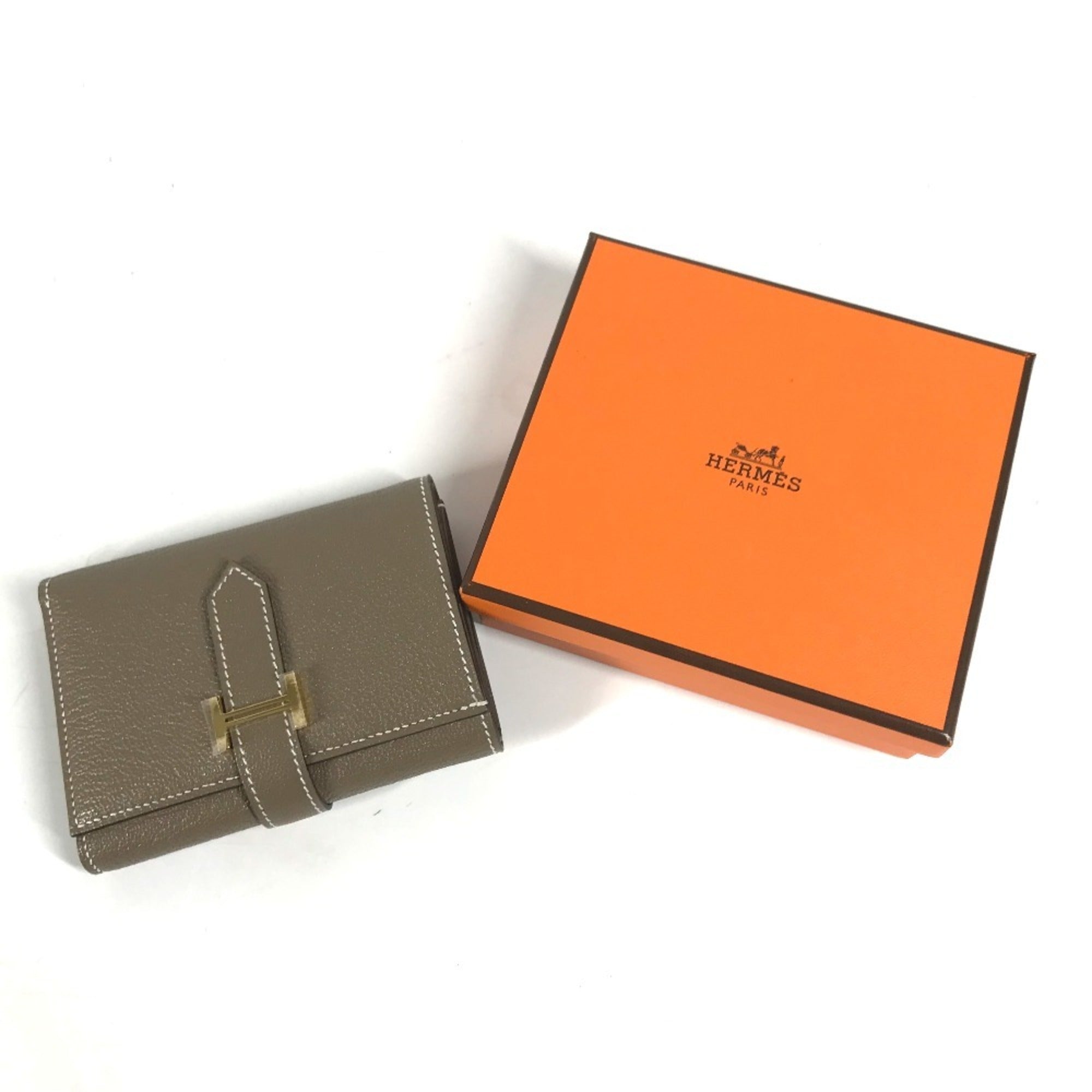 Hermes Etoupe Gray Chevre Leather Wallet (Tri-Fold) (Pre-Owned)