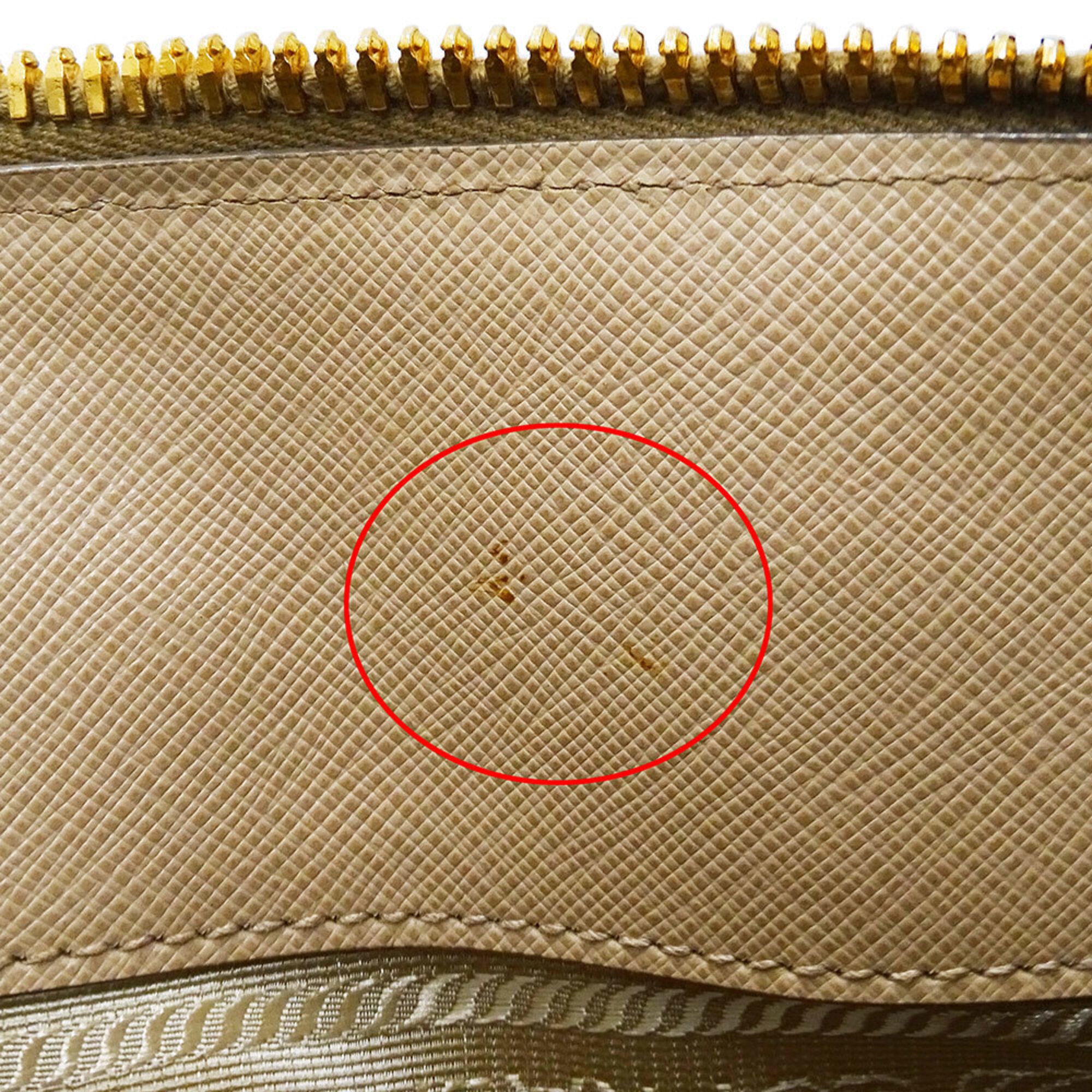 Prada Beige Saffiano Triangle Handbag Shoulder Bag (Pre-Owned)