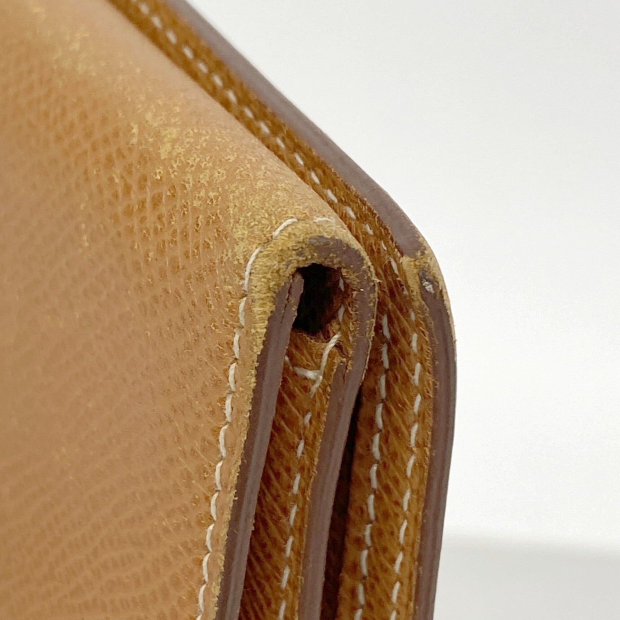 Hermes Gold Leather Long Wallet (Tri-Fold) (Pre-Owned)