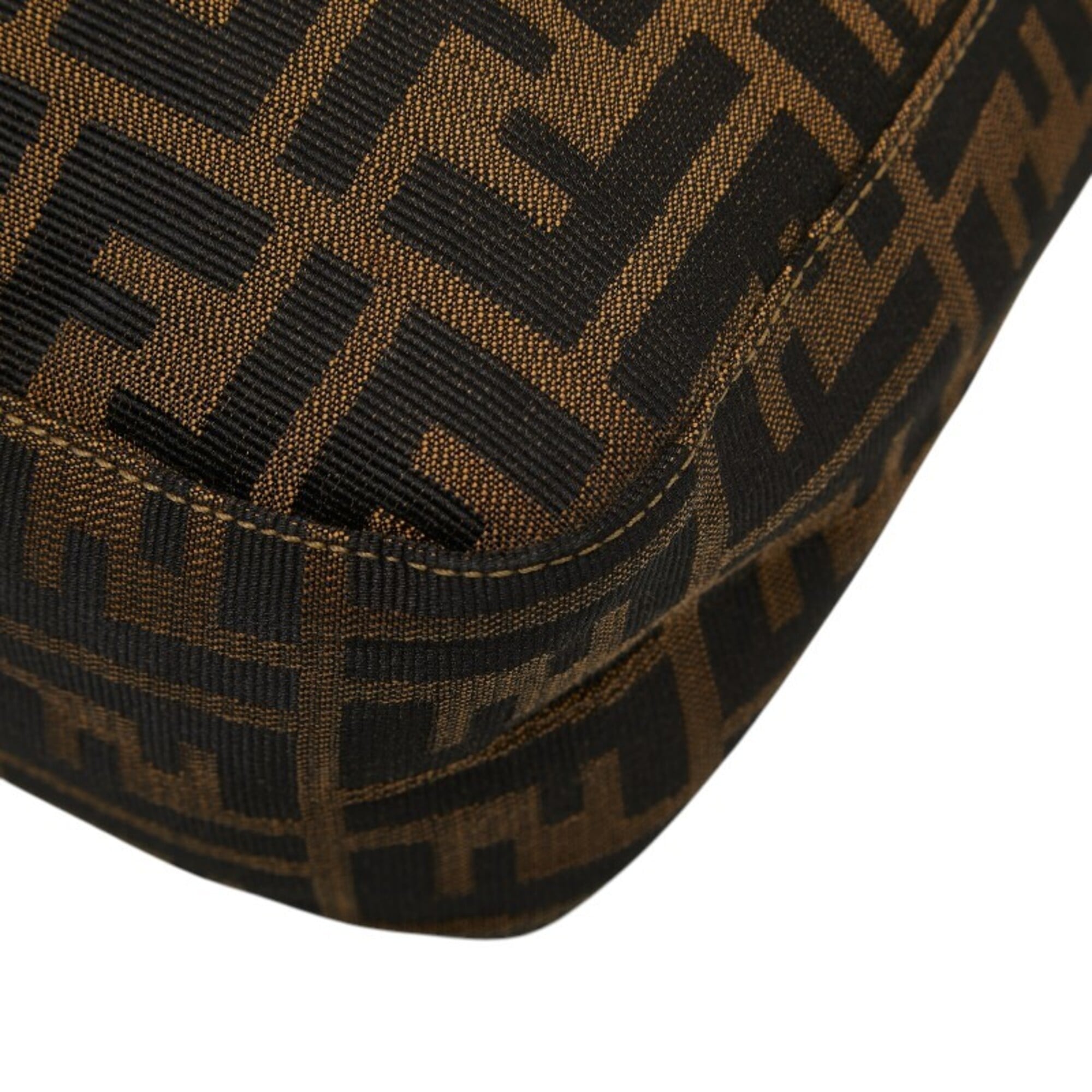 Fendi Zucca Black Brown Canvas Leather Shoulder Bag (Pre-Owned)
